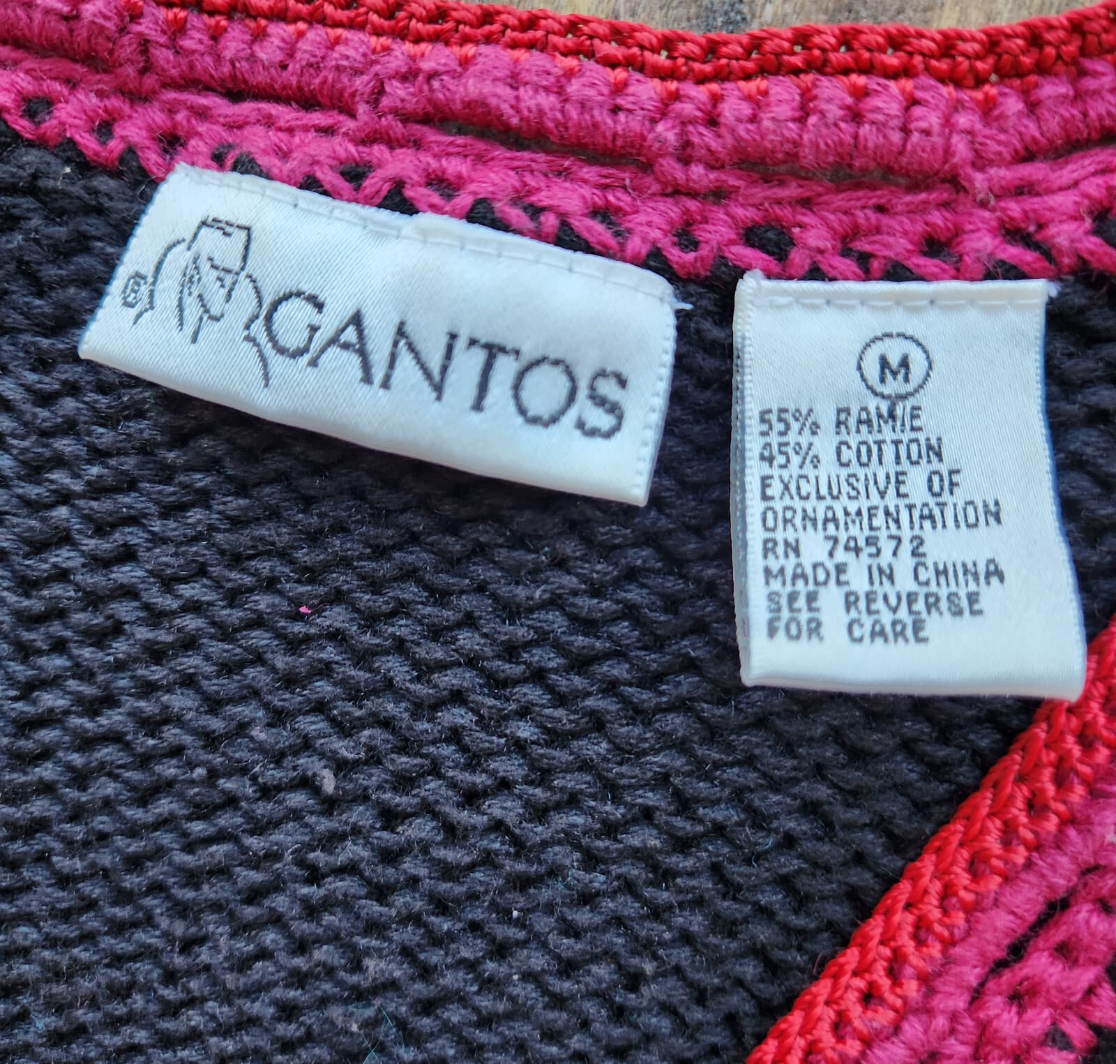 Vintage GANTOS Embroidered Beaded Cardigan Button Multicolor Ramie Blend Women M - Thumbnail 8