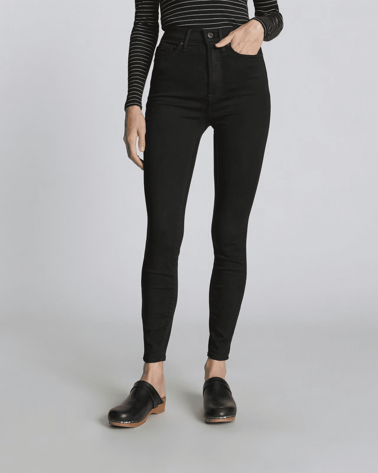 NWT Everlane The Way-High Skinny Jeans Stretch Organic Cotton Black Women's 26 - Thumbnail 2