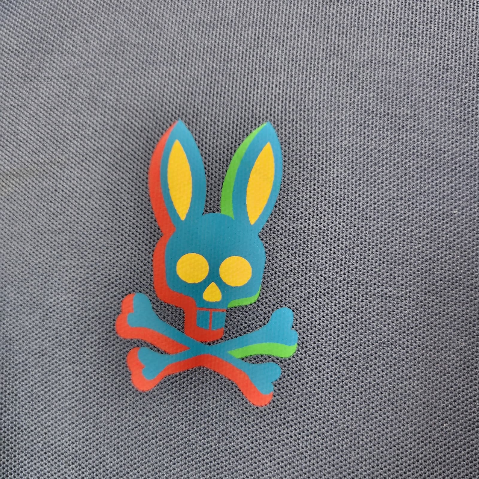 Psycho Bunny Logo Polo Shirt Short Sleeve Pima-Cotton Blue Green-Red Trim Mens 7 - Thumbnail 3
