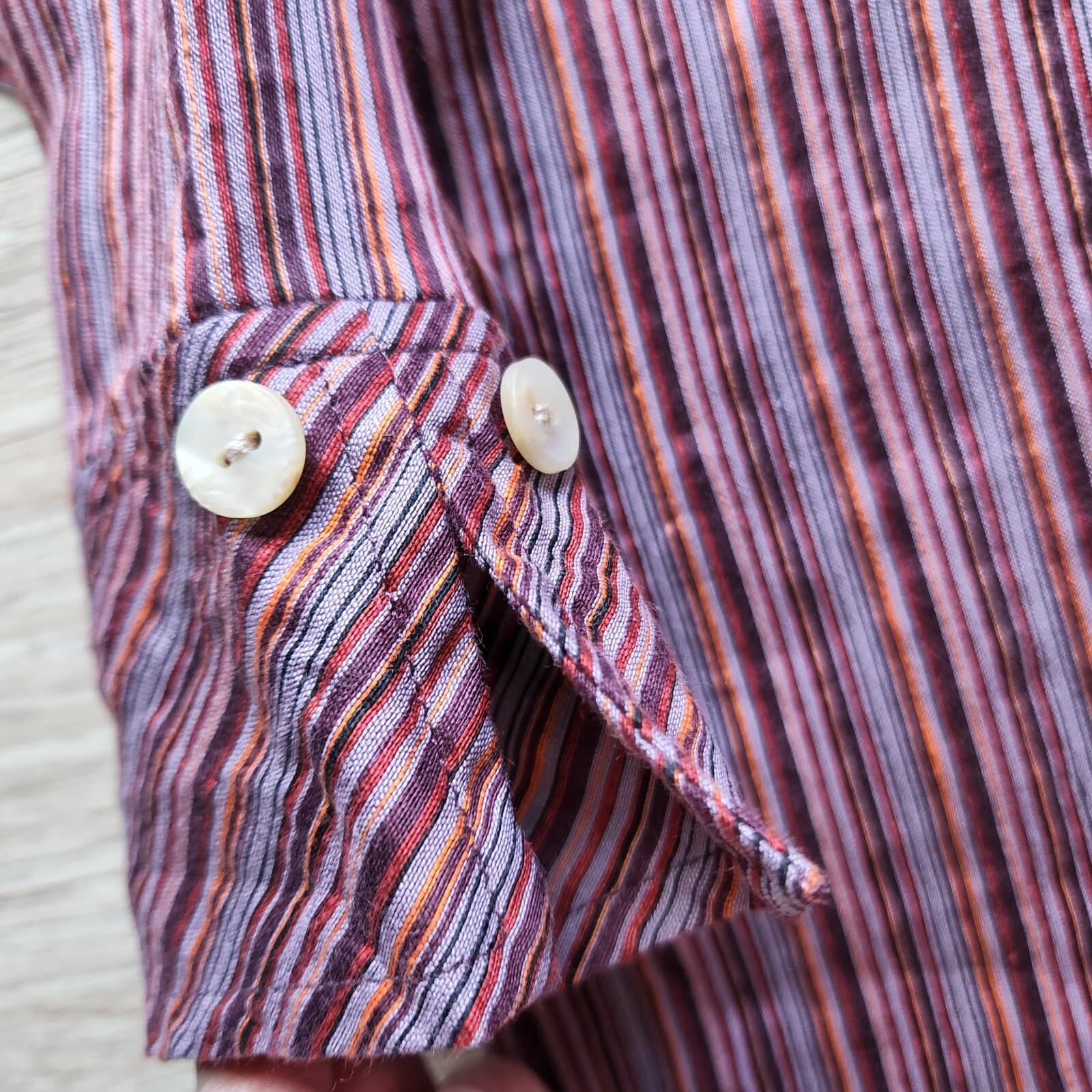 Vintage J.Jill Linen Blend Button-Down Shirt Long Sleeve Multicolor Stripe Sz.M - Thumbnail 8