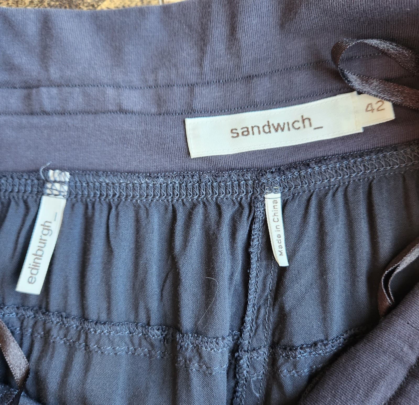 Sandwich Edinburgh Pants Wide-Leg Relax-Fit Pull-On Drawstring Pocket Grey Sz.42 - Thumbnail 7