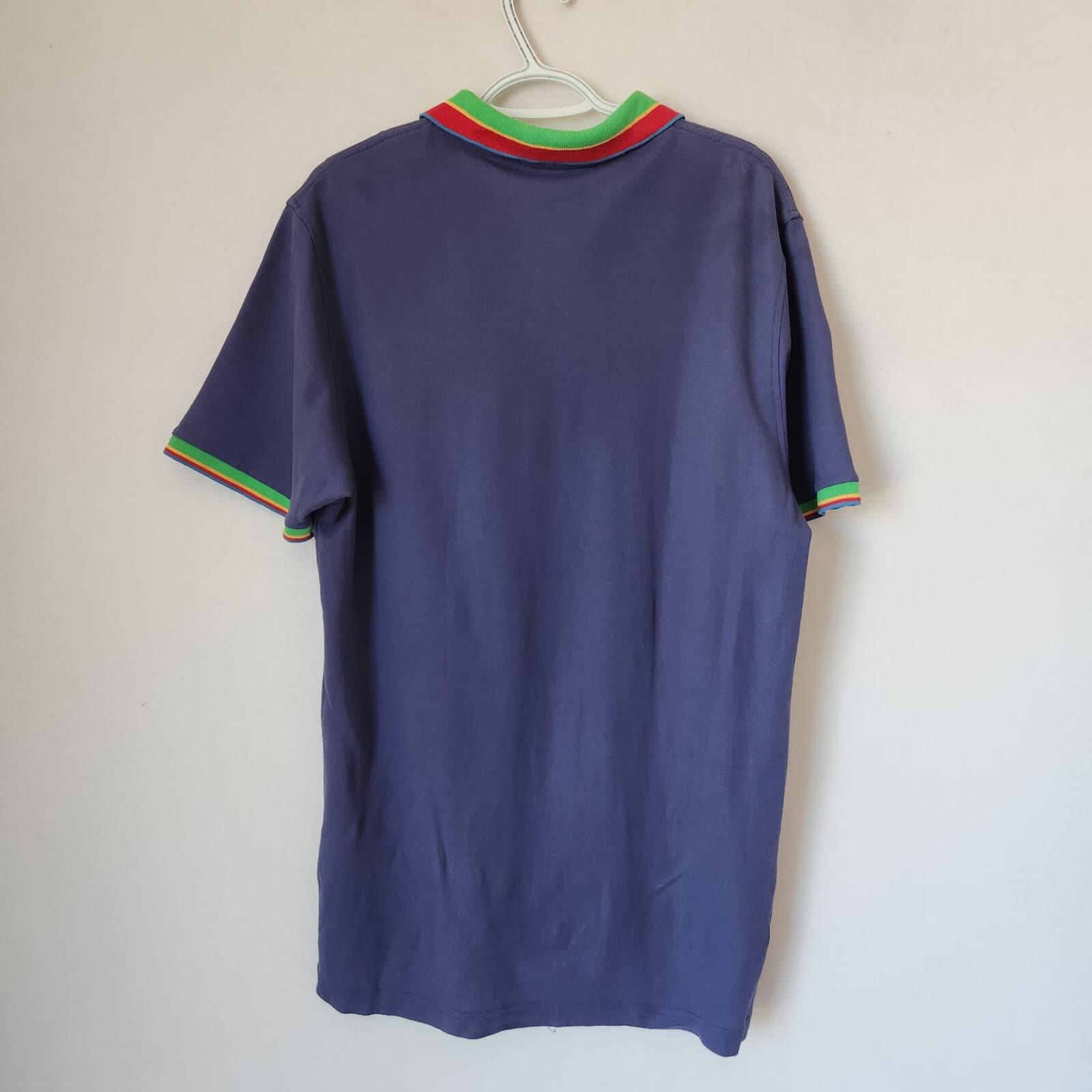 Psycho Bunny Logo Polo Shirt Short Sleeve Pima-Cotton Blue Green-Red Trim Mens 7 - Thumbnail 4