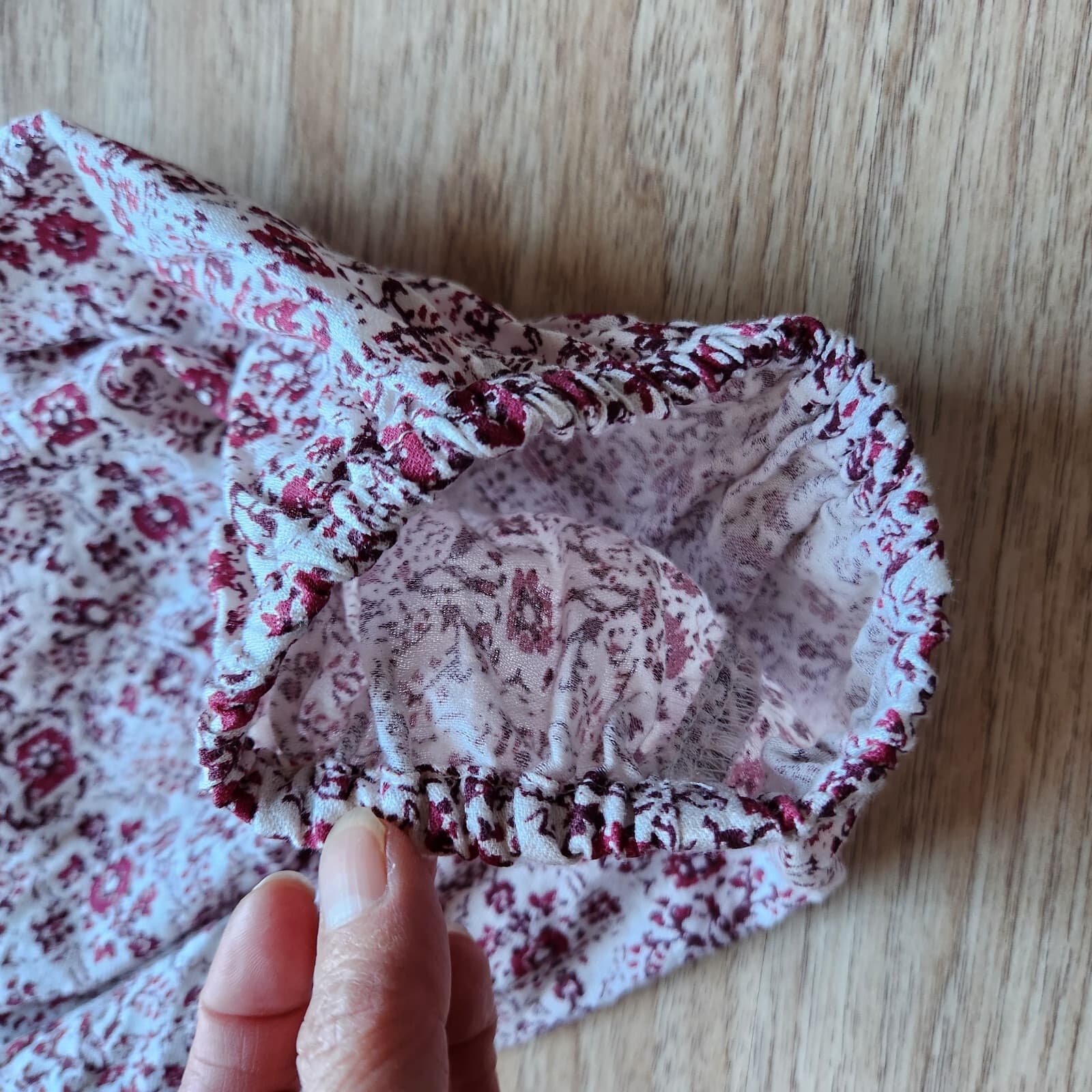 Lucky Brand Floral Peasant Boho Blouse Tassel Long Sleeve Red Cream Women's L - Thumbnail 8