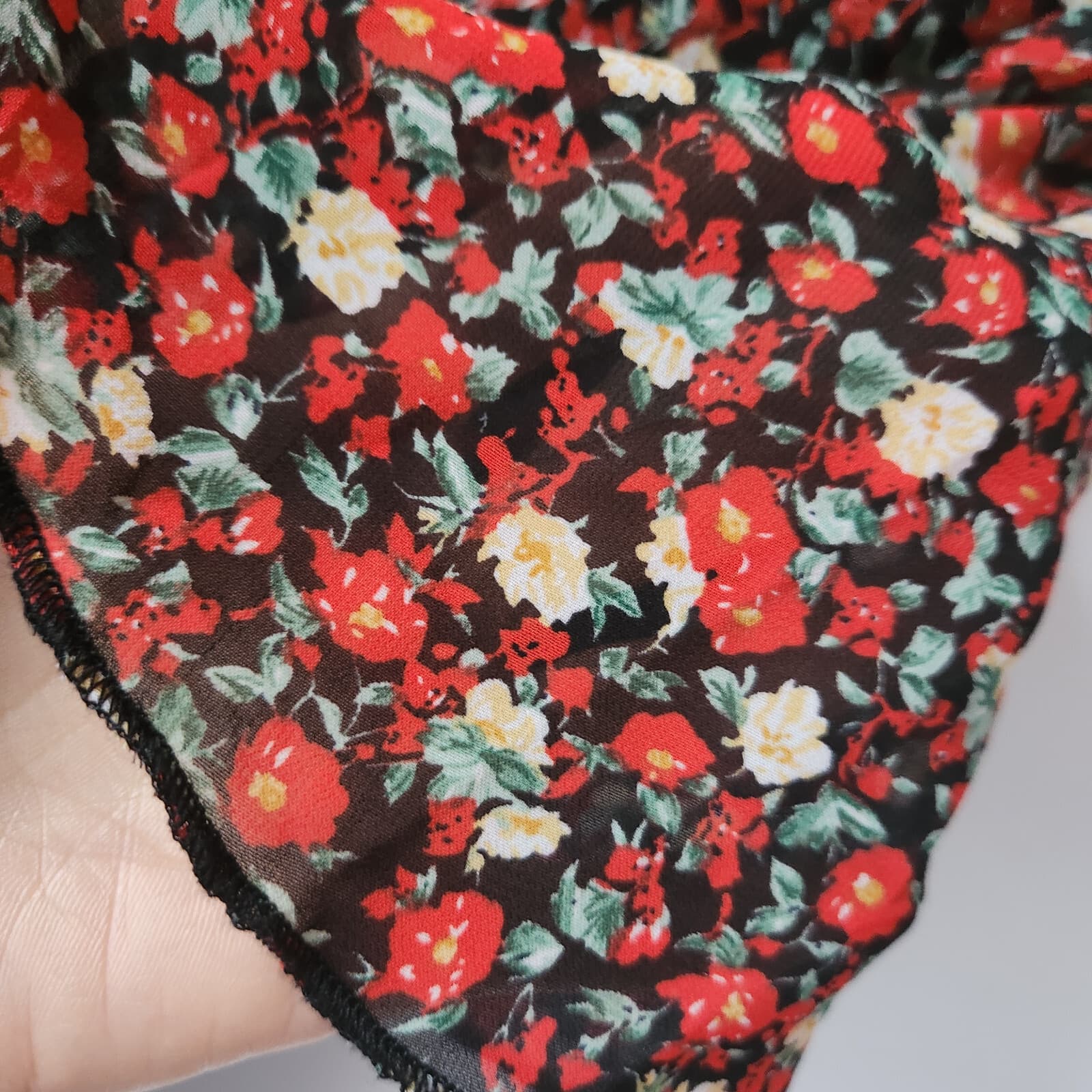 Showpo Maximum Potential Romantic Mini Dress Button Up Black Red Floral Sz.10 - Thumbnail 7