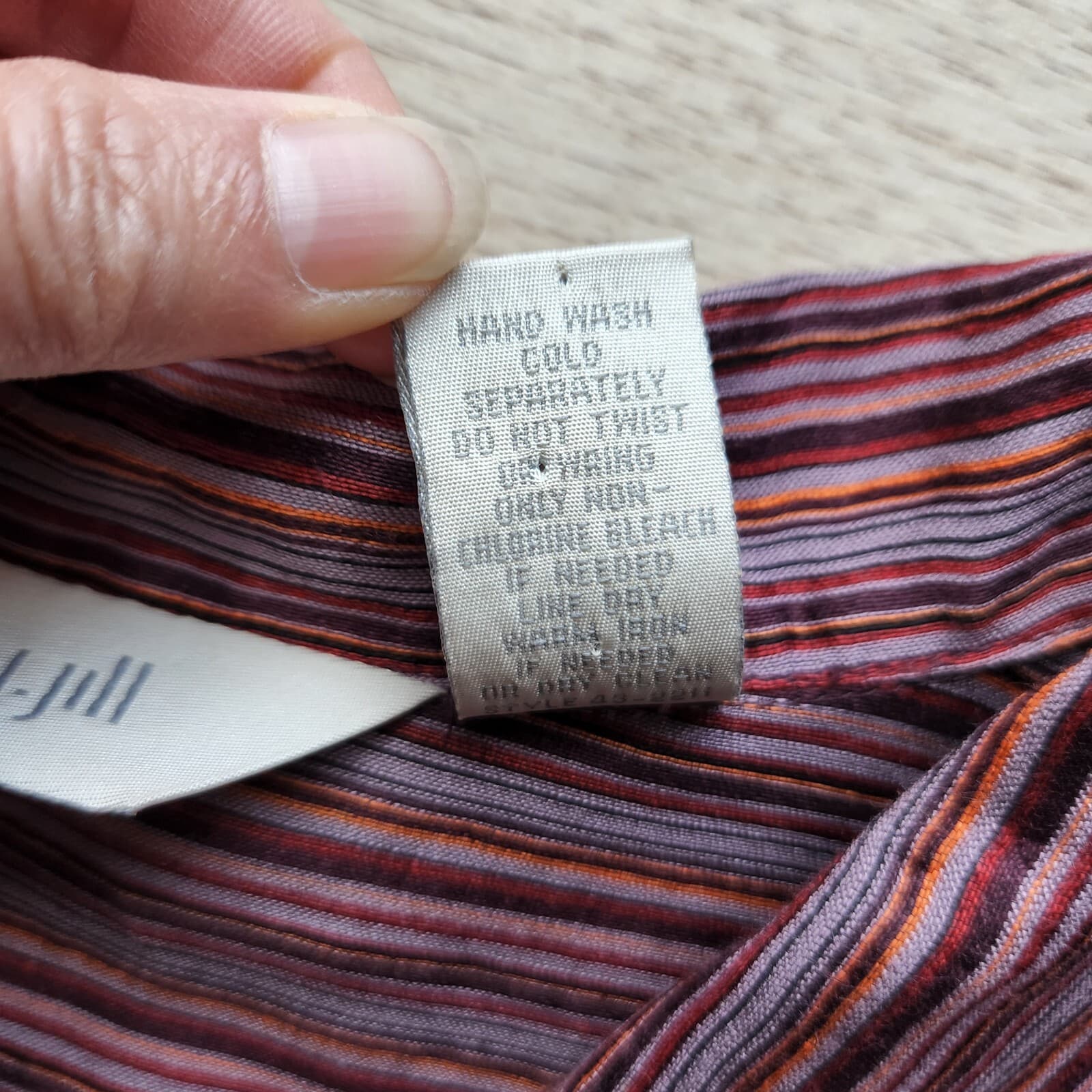 Vintage J.Jill Linen Blend Button-Down Shirt Long Sleeve Multicolor Stripe Sz.M - Thumbnail 7