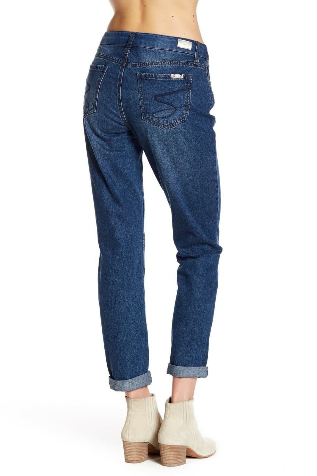 NWT Seven7 High Rise Tapered Skinny Vintage Mom Jeans Blue 100%Cotton Women Sz.6 - Thumbnail 6
