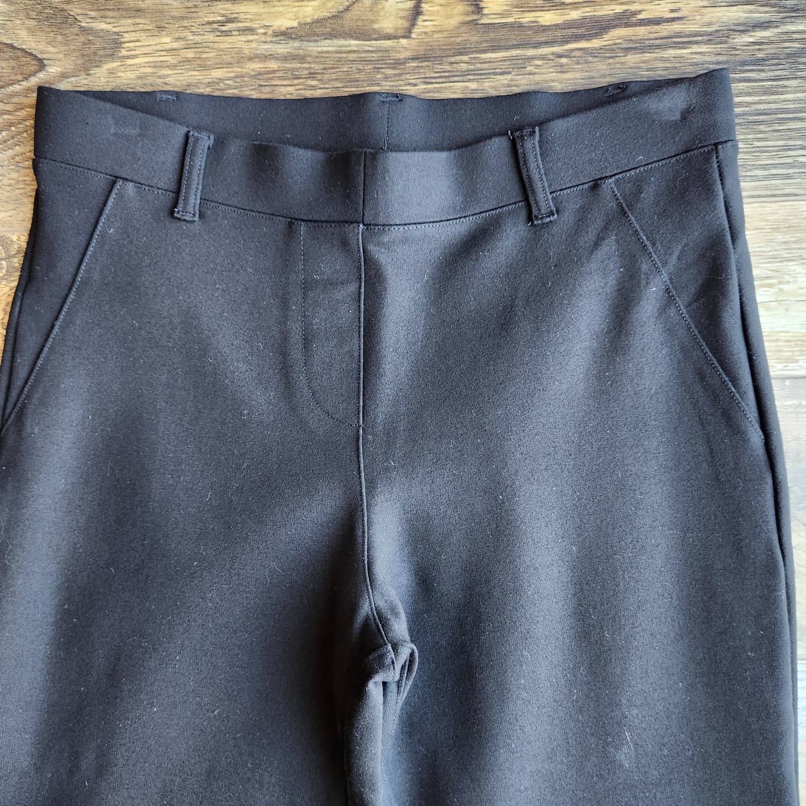 Quince Ultra-Stretch Ponte Straight Leg Pants Pull-On Rayon Blend Black Womens S - Thumbnail 5