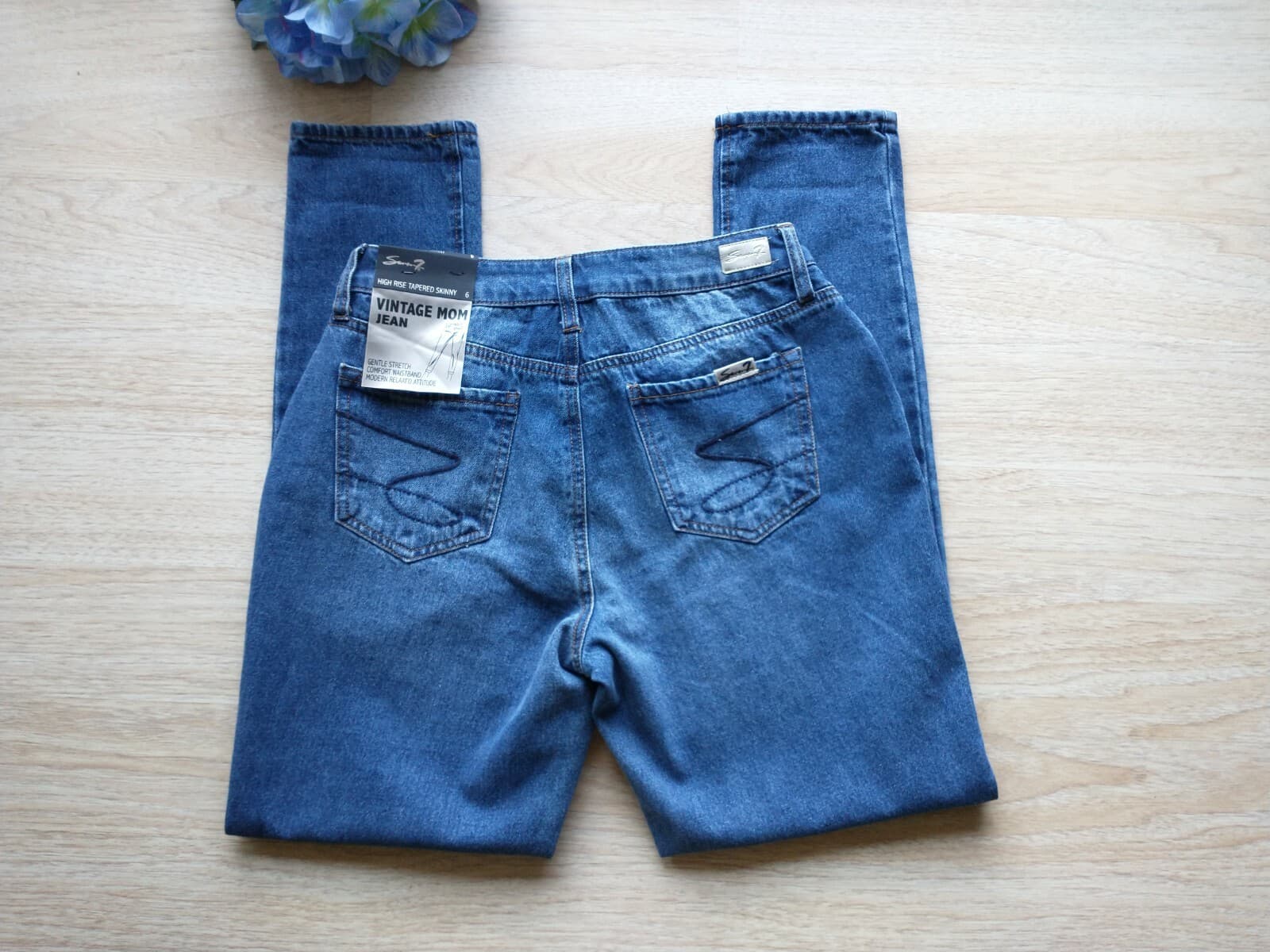NWT Seven7 High Rise Tapered Skinny Vintage Mom Jeans Blue 100%Cotton Women Sz.6 - Thumbnail 7