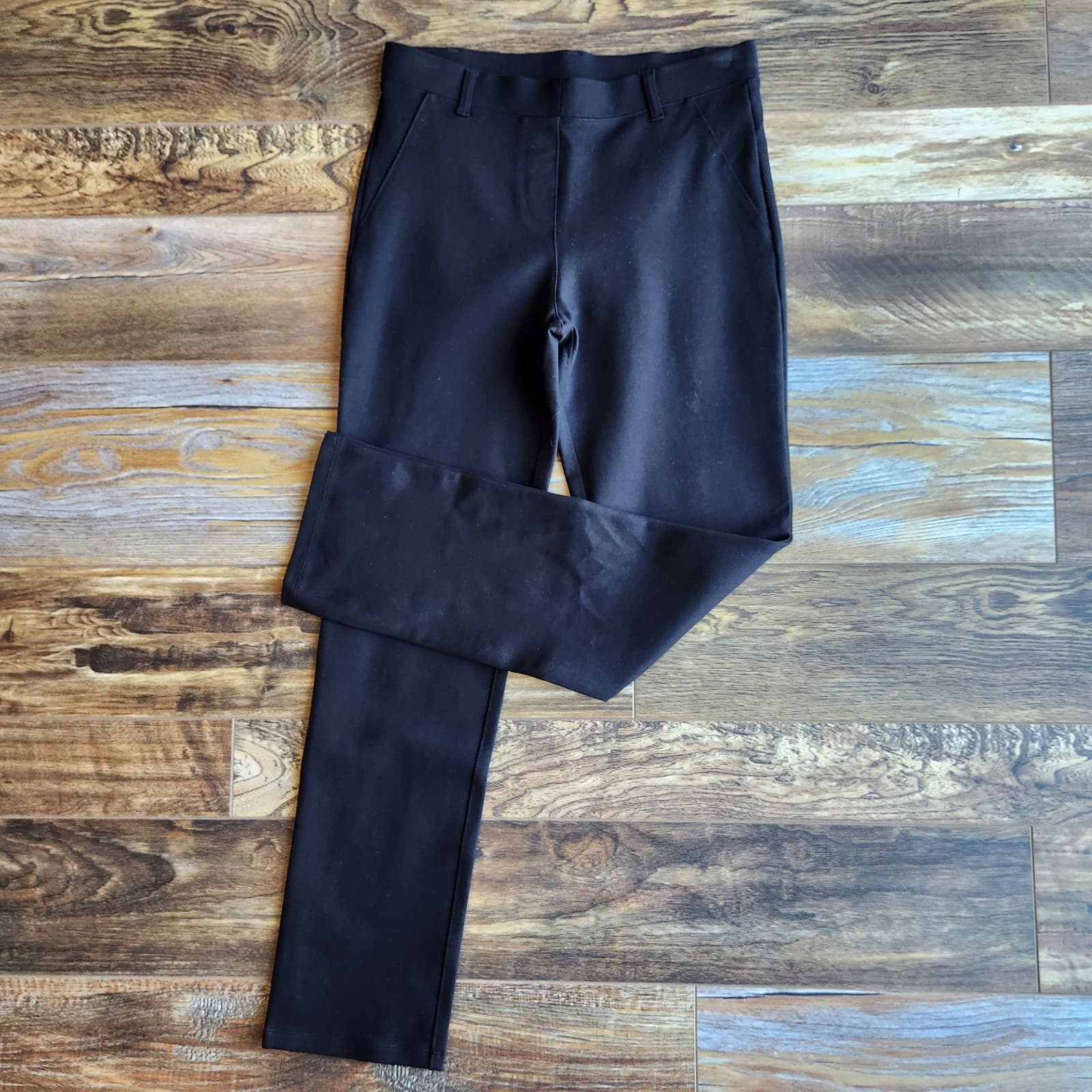 Quince Ultra-Stretch Ponte Straight Leg Pants Pull-On Rayon Blend Black Womens S