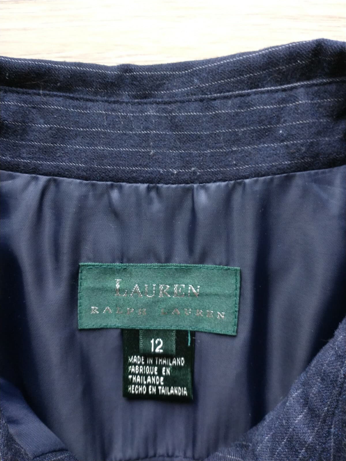 Lauren Ralph Lauren 100% Wool Shirt Jacket Button Lined Pinstripe Blue Women 12 - Thumbnail 8