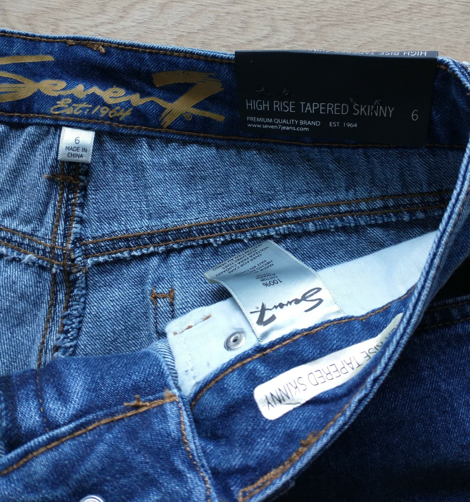 NWT Seven7 High Rise Tapered Skinny Vintage Mom Jeans Blue 100%Cotton Women Sz.6 - Thumbnail 10