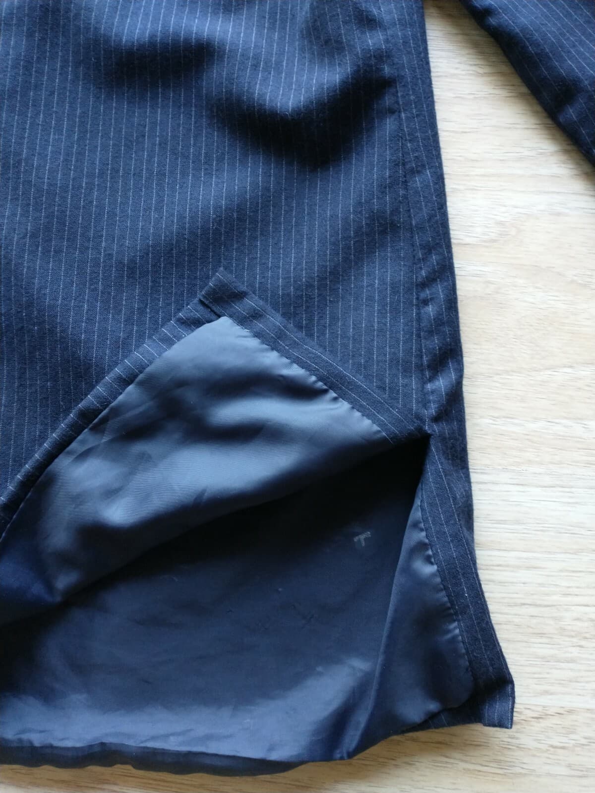 Lauren Ralph Lauren 100% Wool Shirt Jacket Button Lined Pinstripe Blue Women 12 - Thumbnail 7