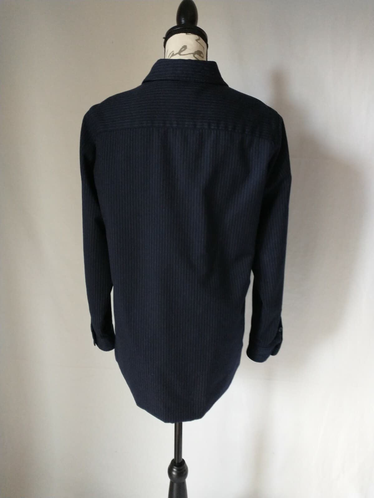 Lauren Ralph Lauren 100% Wool Shirt Jacket Button Lined Pinstripe Blue Women 12 - Thumbnail 6