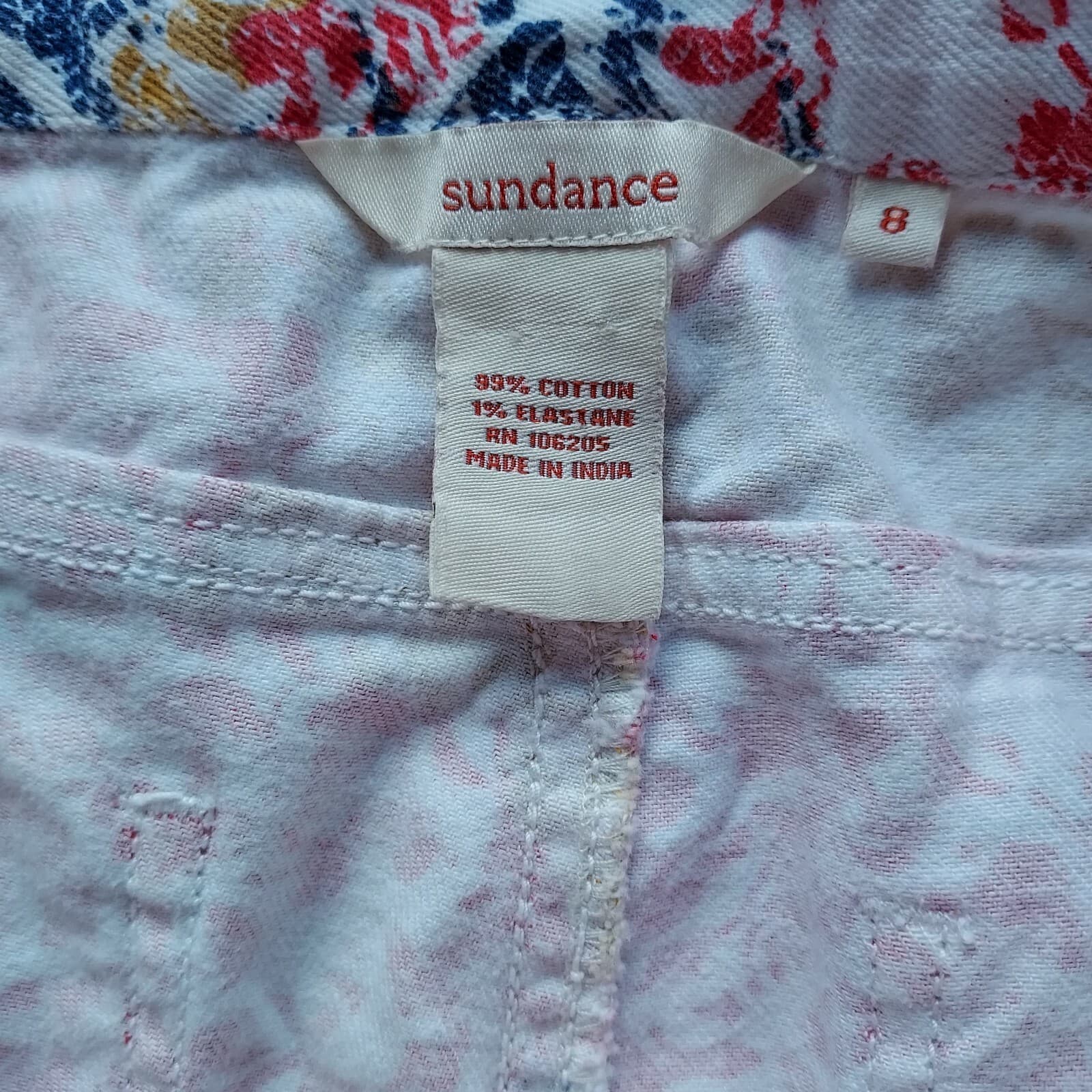 Sundance White Denim Jeans Slim Leg Abstract Printed Cotton Blend Zip Women Sz.8 - Thumbnail 6
