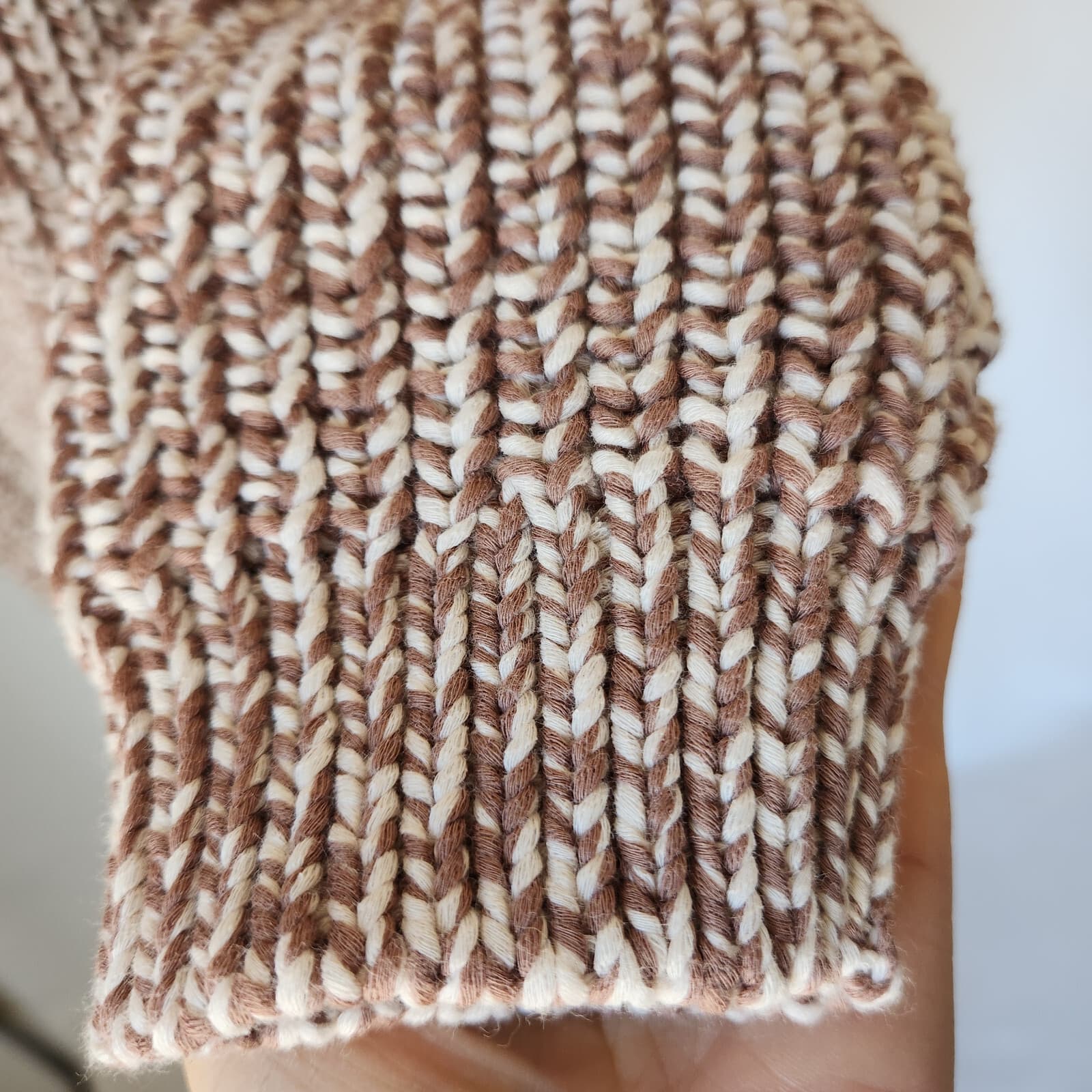 NWT Haven Well Within Chunky Ribbed Knit Open Cardigan Cotton Blend Brown Sz.L - Thumbnail 5