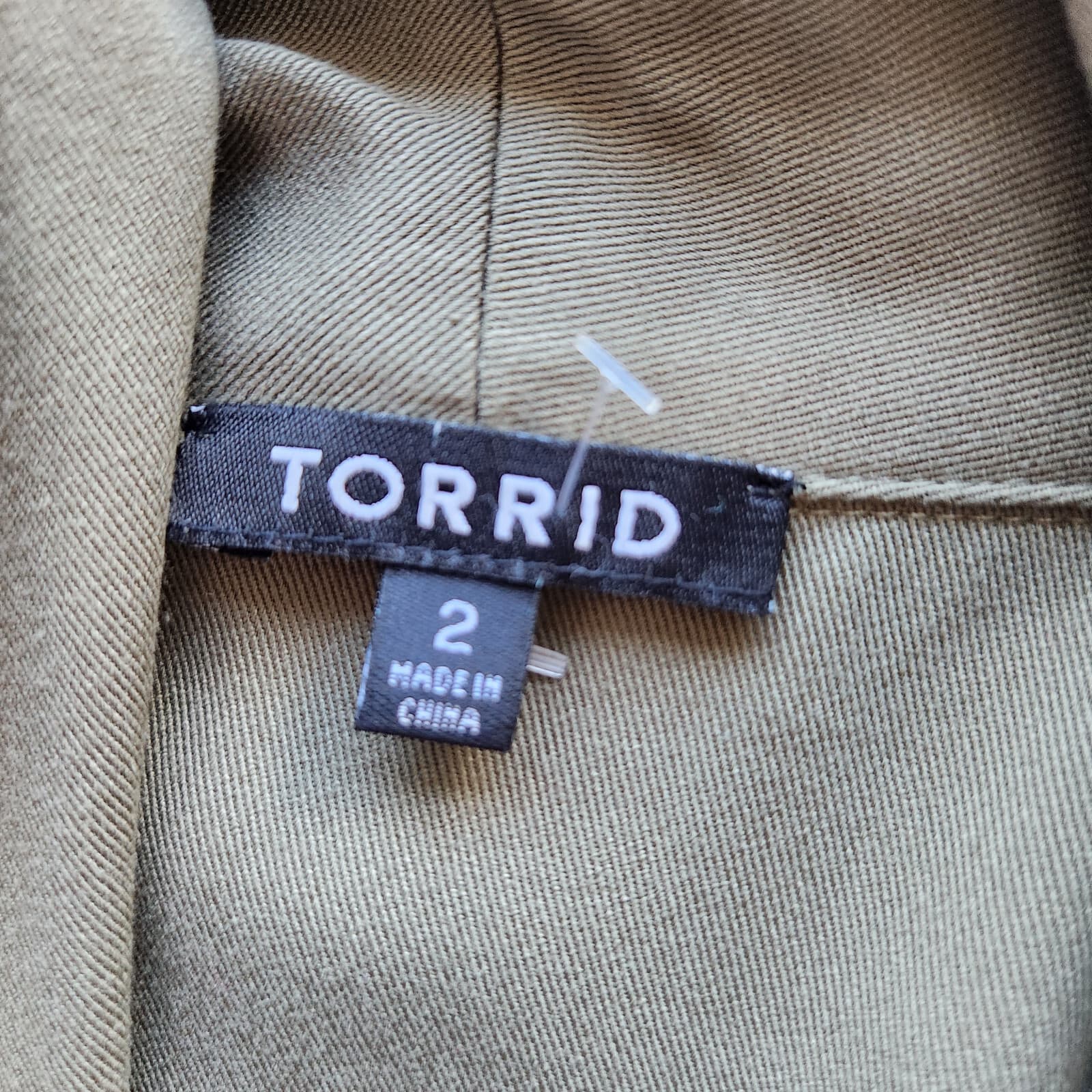 Torrid Open Front Tie-Waist Jacket Pocket Rayon Military Green Women Sz.2 (2X) - Thumbnail 8