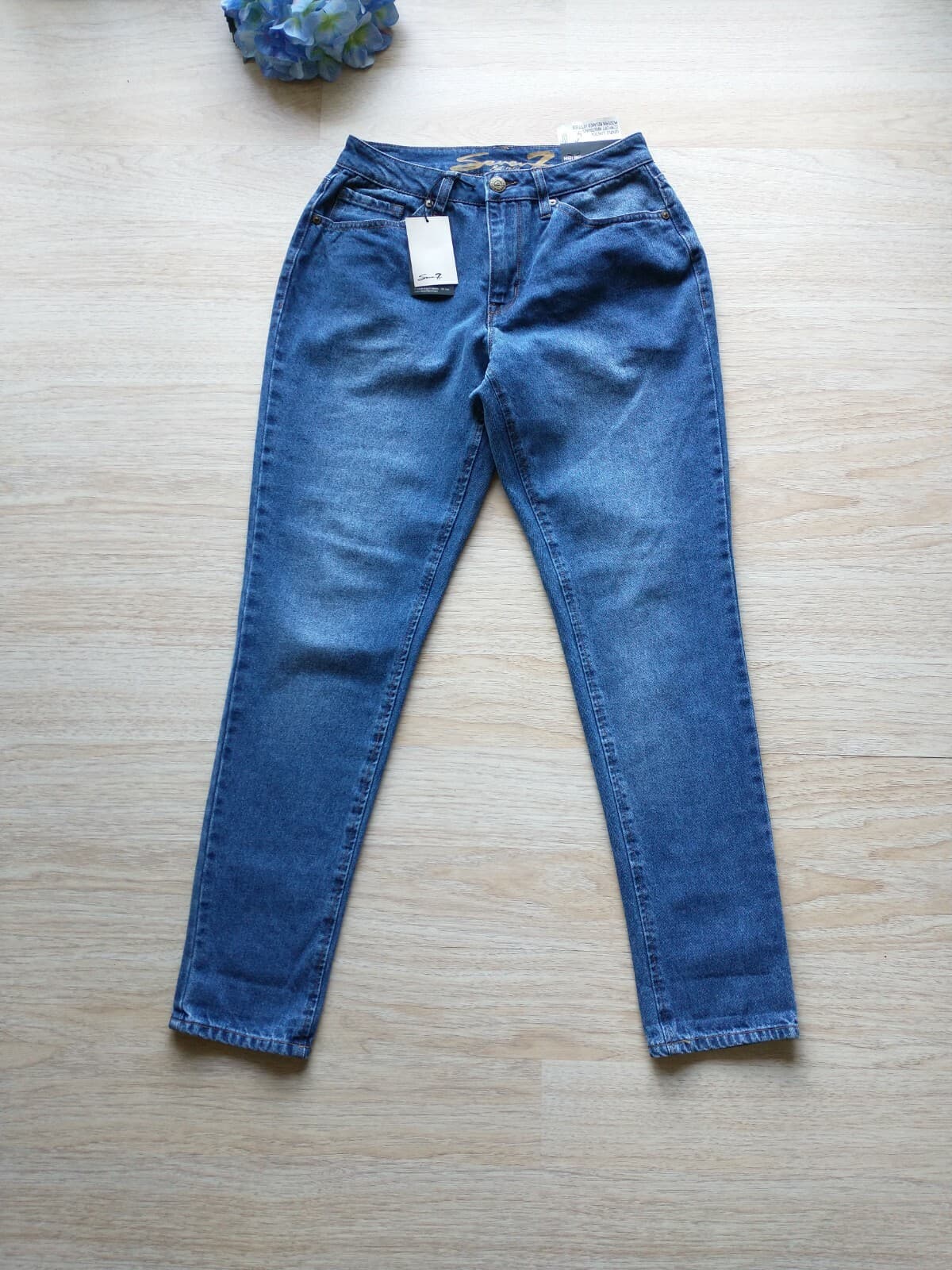 NWT Seven7 High Rise Tapered Skinny Vintage Mom Jeans Blue 100%Cotton Women Sz.6 - Thumbnail 4