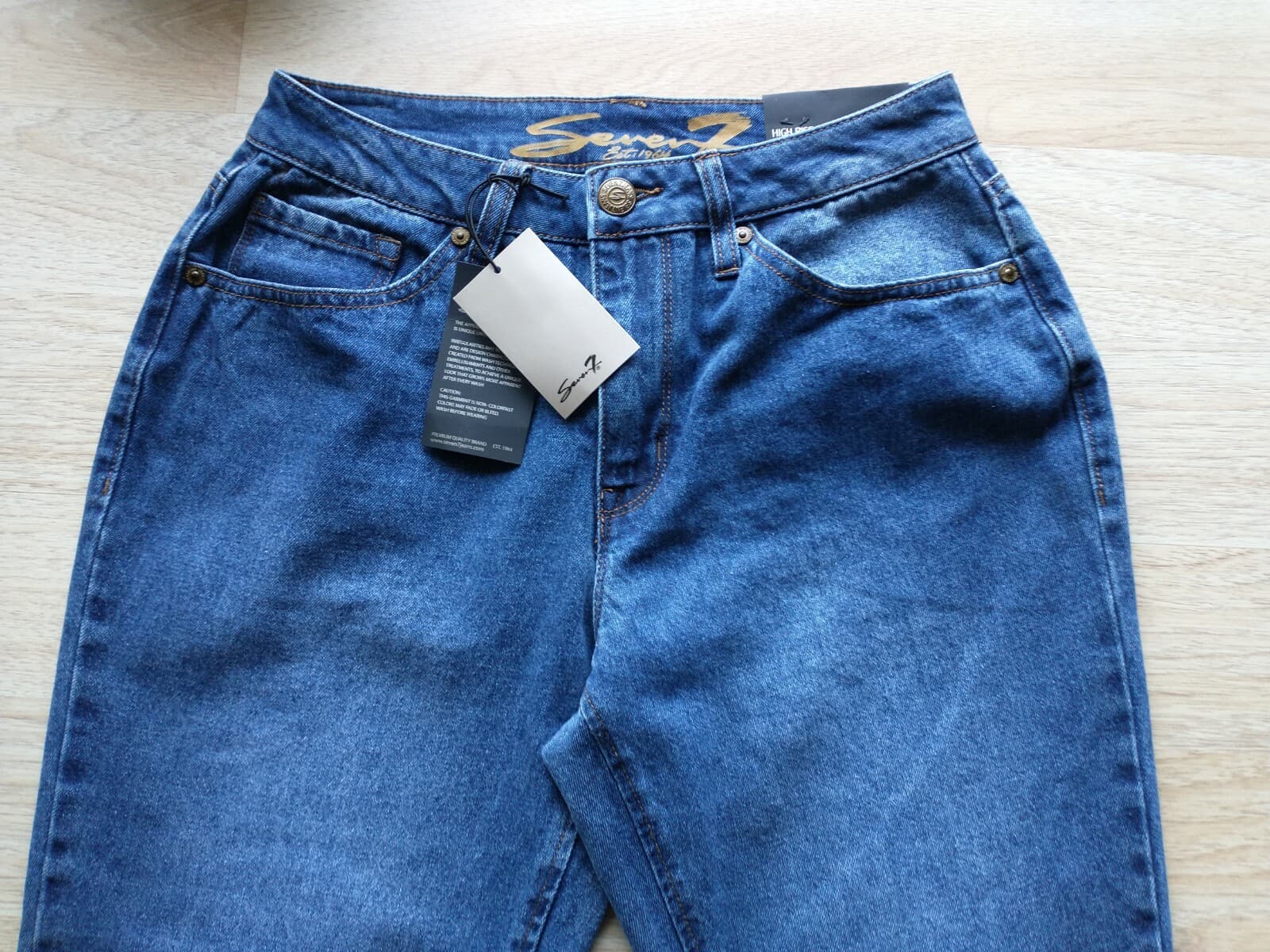 NWT Seven7 High Rise Tapered Skinny Vintage Mom Jeans Blue 100%Cotton Women Sz.6 - Thumbnail 5