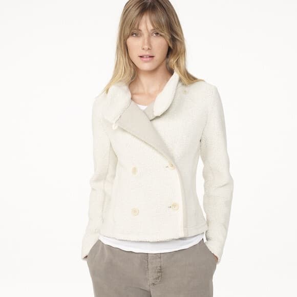 Standard James Perse Shrunken Sherpa Fleece Jacket High Neck Button Beige Sz.4 - Thumbnail 2