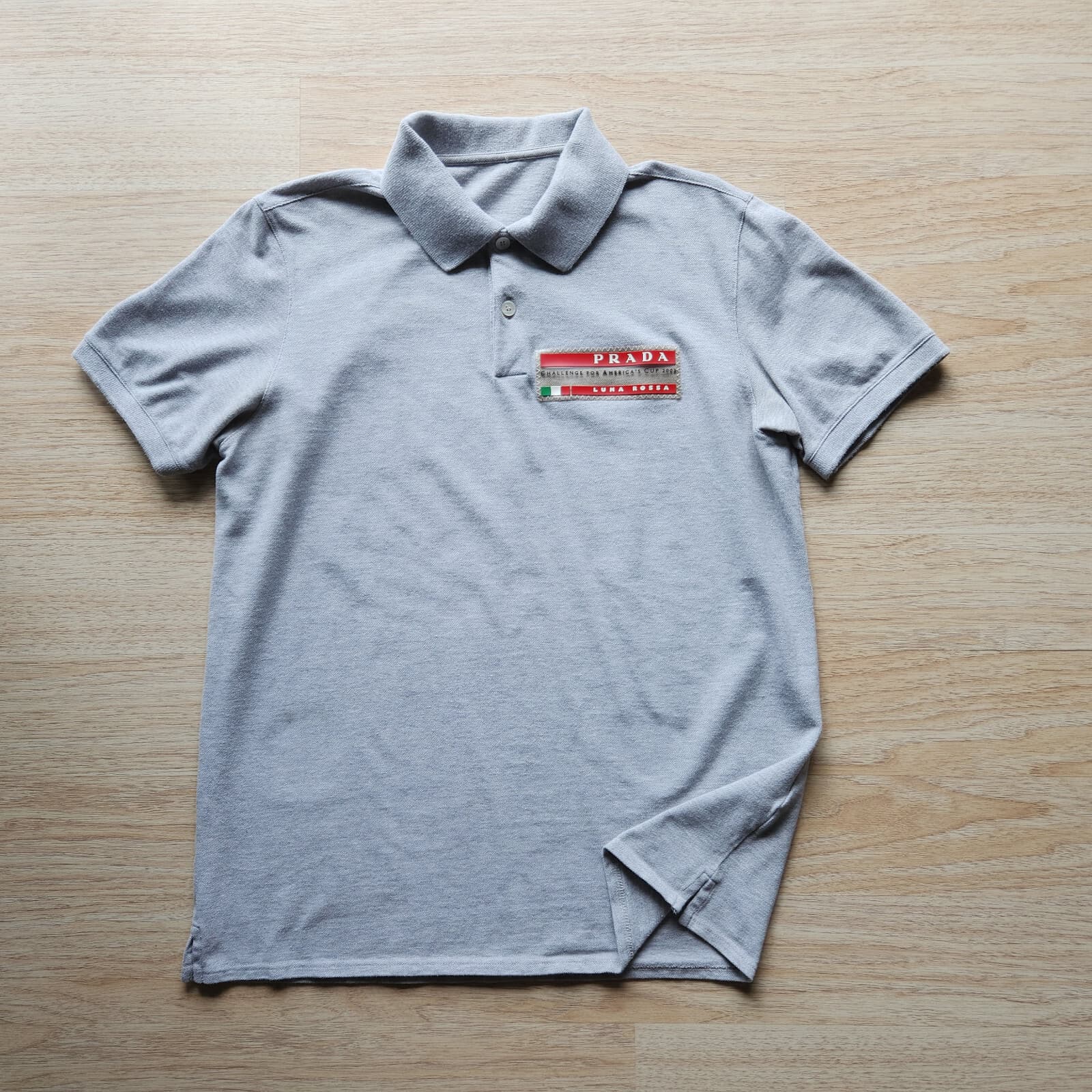 Vintage PRADA Luna Rossa Challenge for America s Cup 2003 Polo Shirt Grey Sz.M - Thumbnail 2