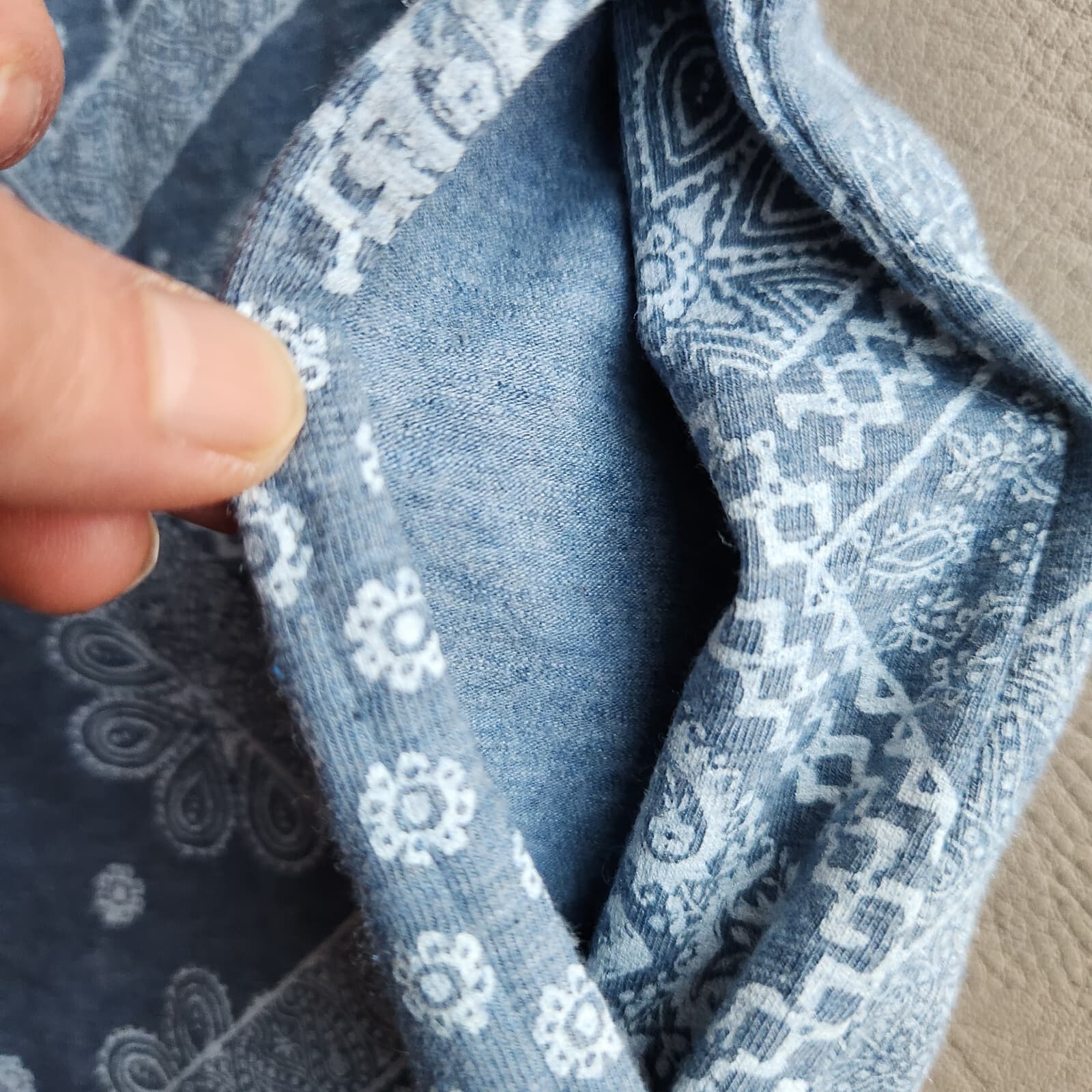 NWT J.Jill $79 Coastal Bandana Print Knit Shift Dress Pocket Grey Blue Women's M - Thumbnail 6