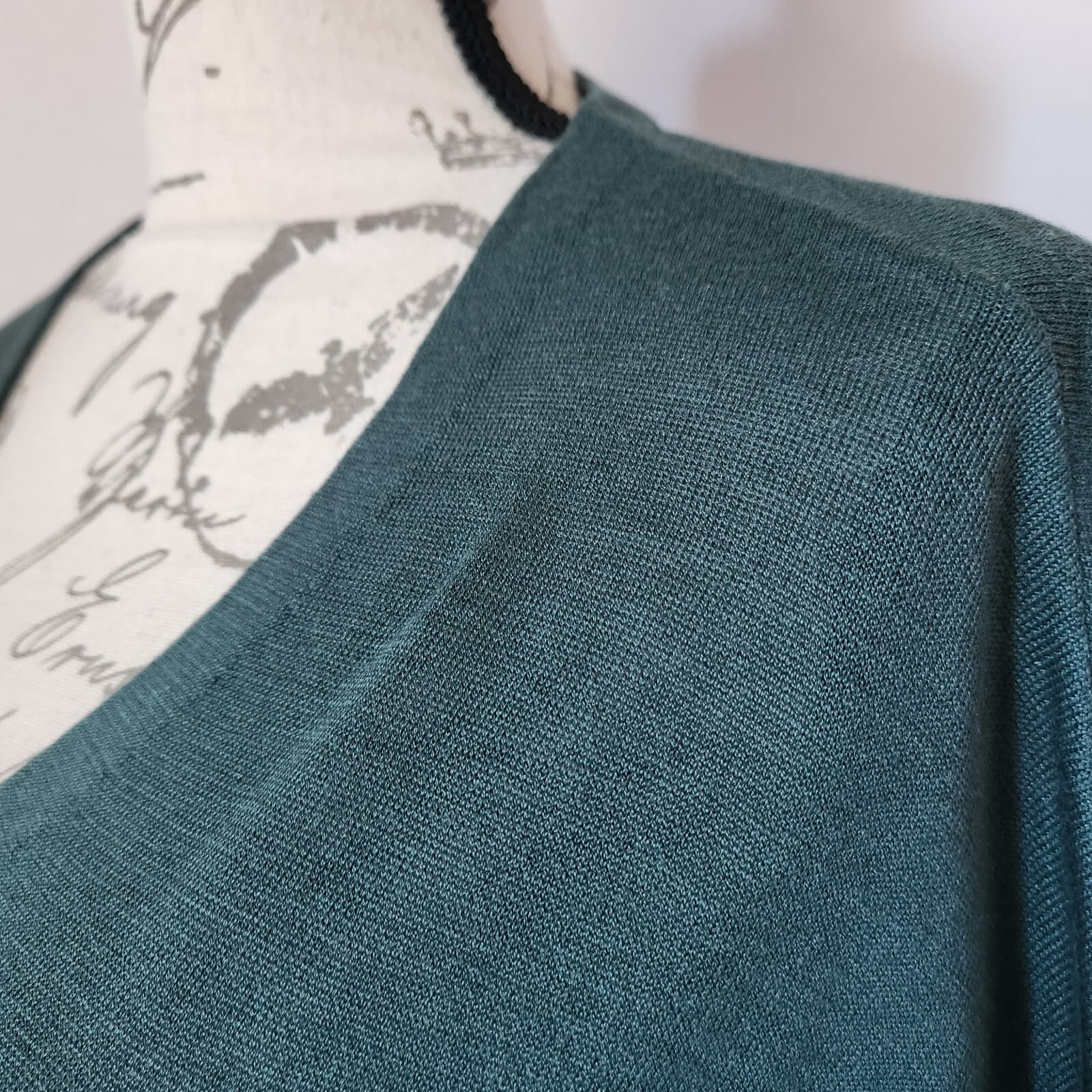 NWoT Schumacher Silk Linen Blend Cardigan Button V-Neck Green Women's 2 - Thumbnail 3