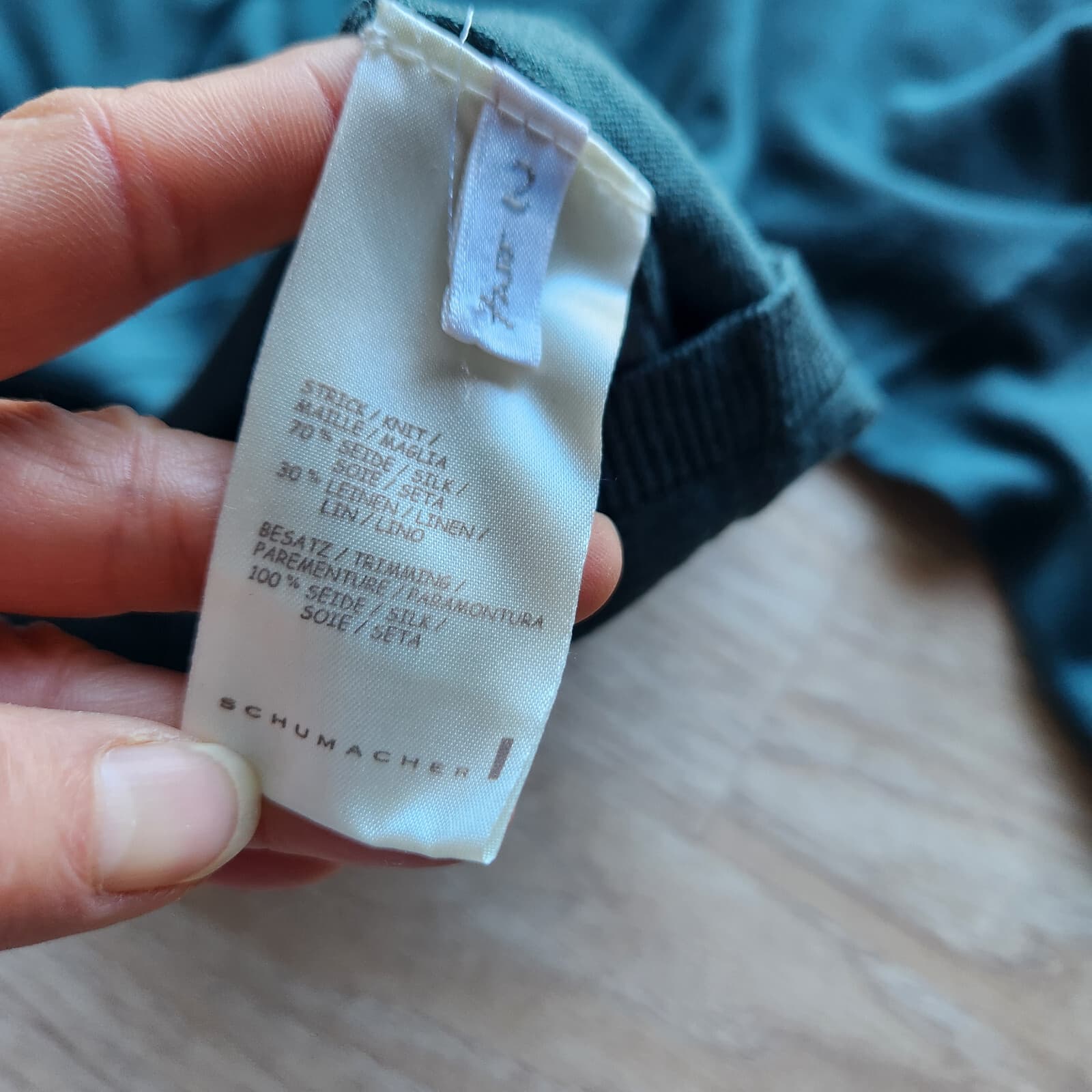 NWoT Schumacher Silk Linen Blend Cardigan Button V-Neck Green Women's 2 - Thumbnail 10