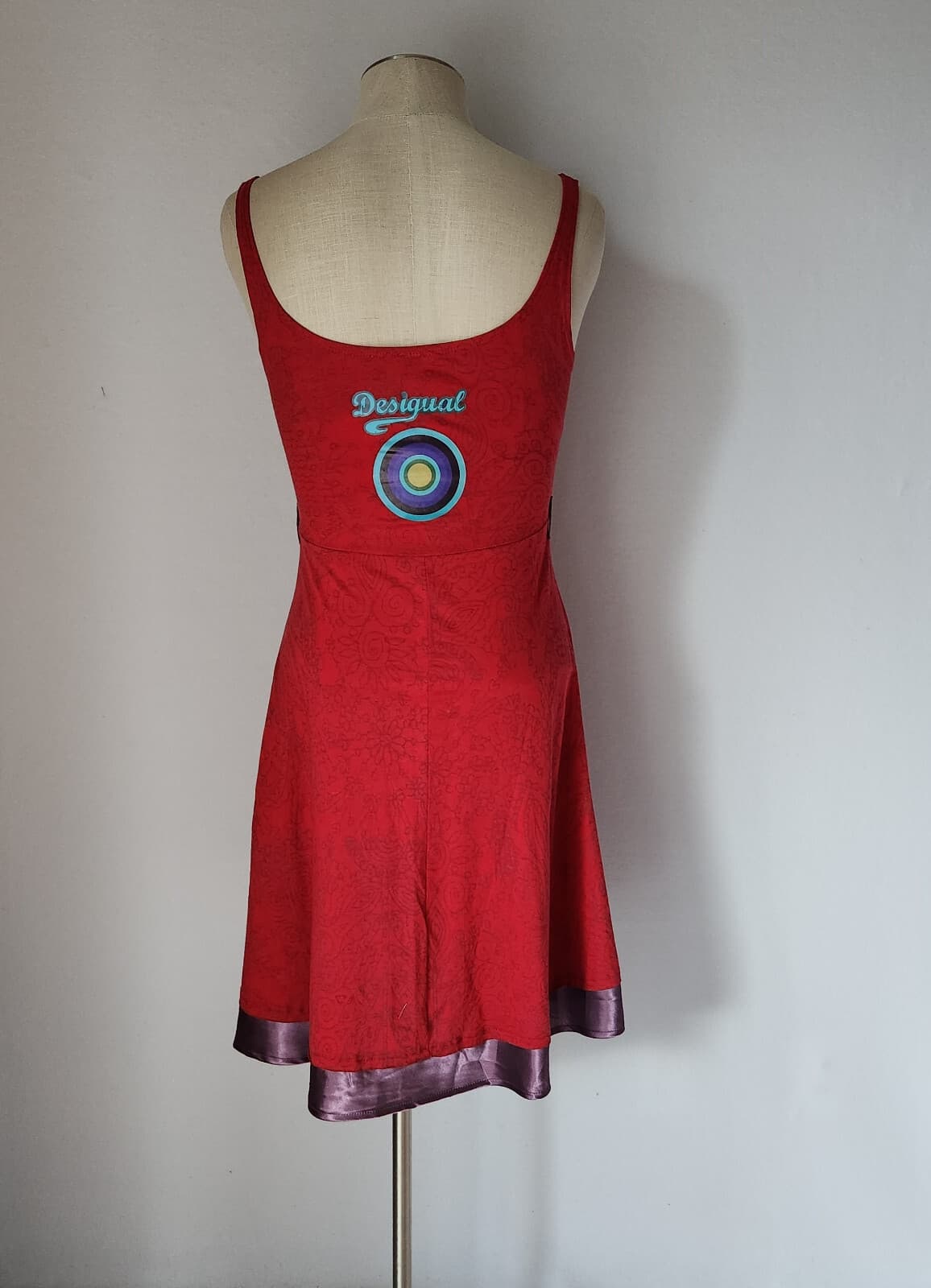 Desigual Embroidered Graphic Artwear Fit-Flare Summer Dress Sleeveless Red Sz.S - Thumbnail 9