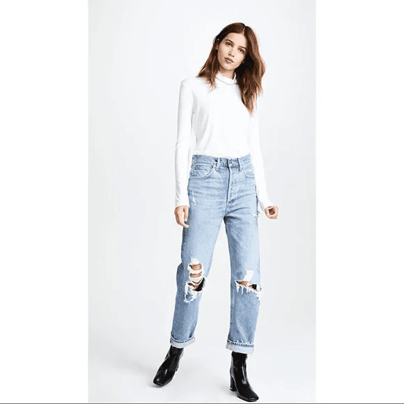 NWoT AGOLDE 90's Mid Rise Distressed Loose Fit Jeans Buttonfly Fall Out Sz.33 - Thumbnail 8