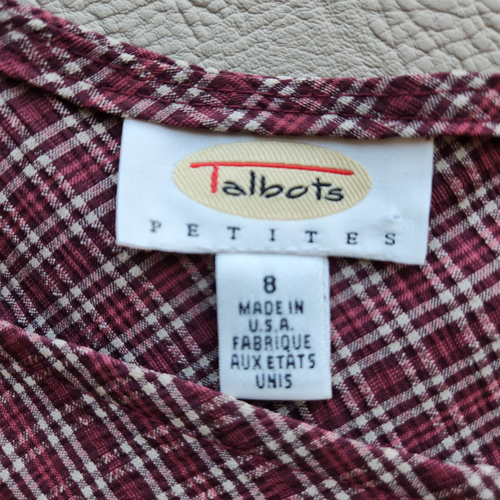Vintage Talbots USA Crinkle Plaid Jumper Midi Dress Sleeveless Pocket Red Sz.P8 - Thumbnail 9