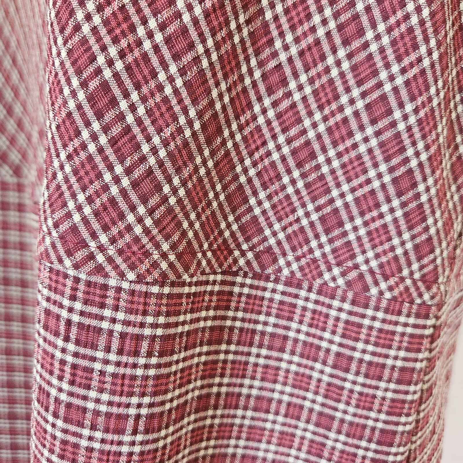Vintage Talbots USA Crinkle Plaid Jumper Midi Dress Sleeveless Pocket Red Sz.P8 - Thumbnail 4