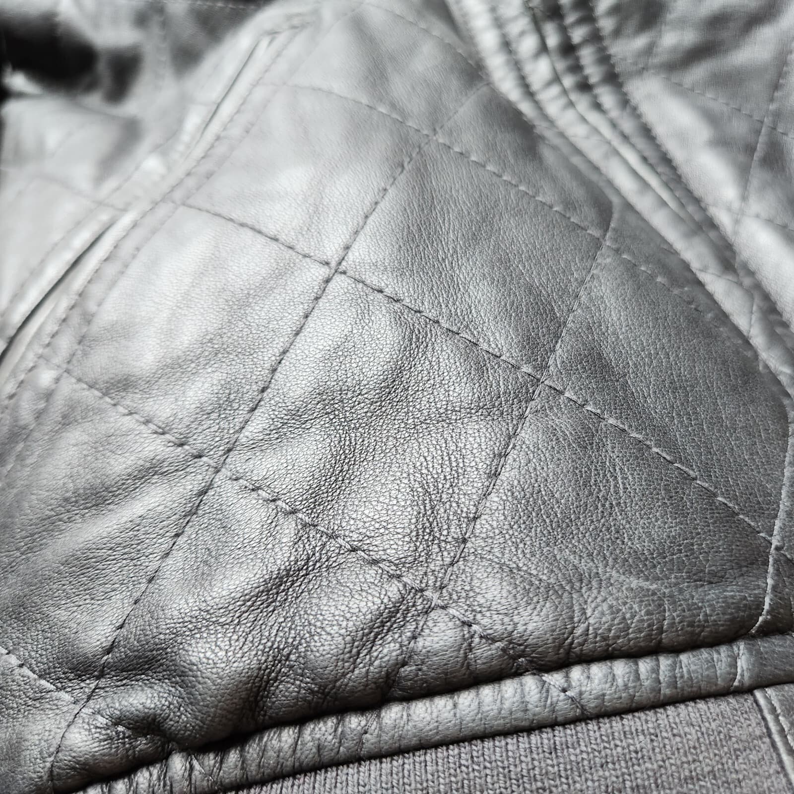 Vintage Diesel Lamb Leather Quilted Reversible Moto Bomber Jacket Black Size S - Thumbnail 10