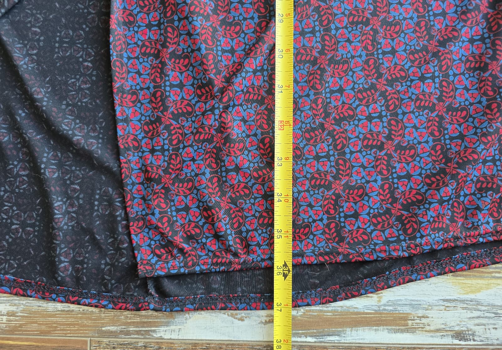 Vintage Y2K MAX Studio Made in USA Floral Jersey Faux Wrap Dress Red Blue Sz.SP - Thumbnail 12