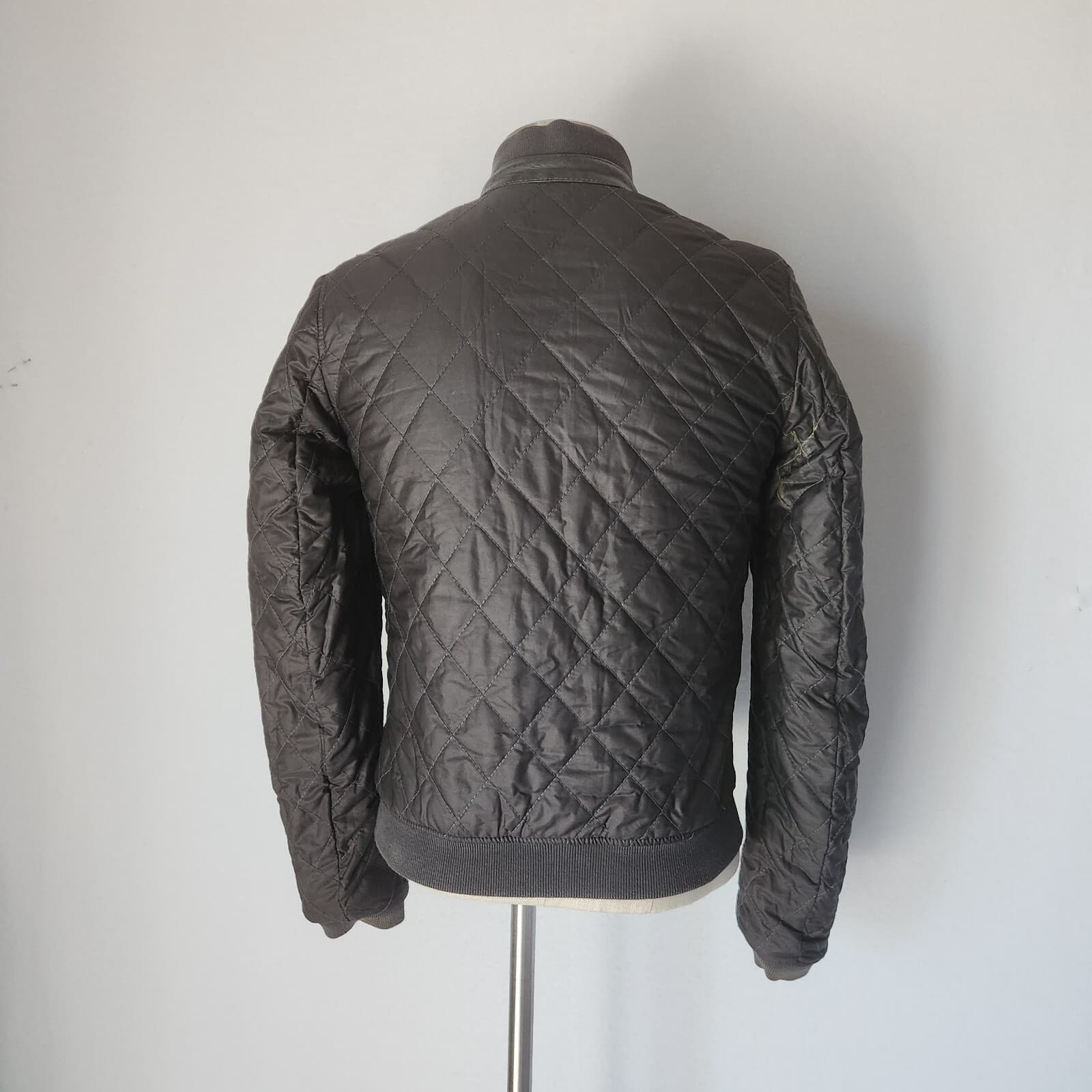 Vintage Diesel Lamb Leather Quilted Reversible Moto Bomber Jacket Black Size S - Thumbnail 7