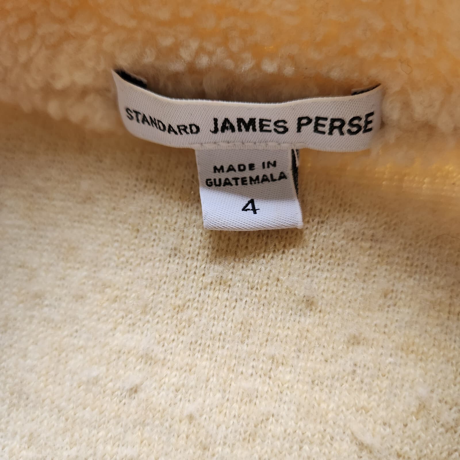 Standard James Perse Shrunken Sherpa Fleece Jacket High Neck Button Beige Sz.4 - Thumbnail 10