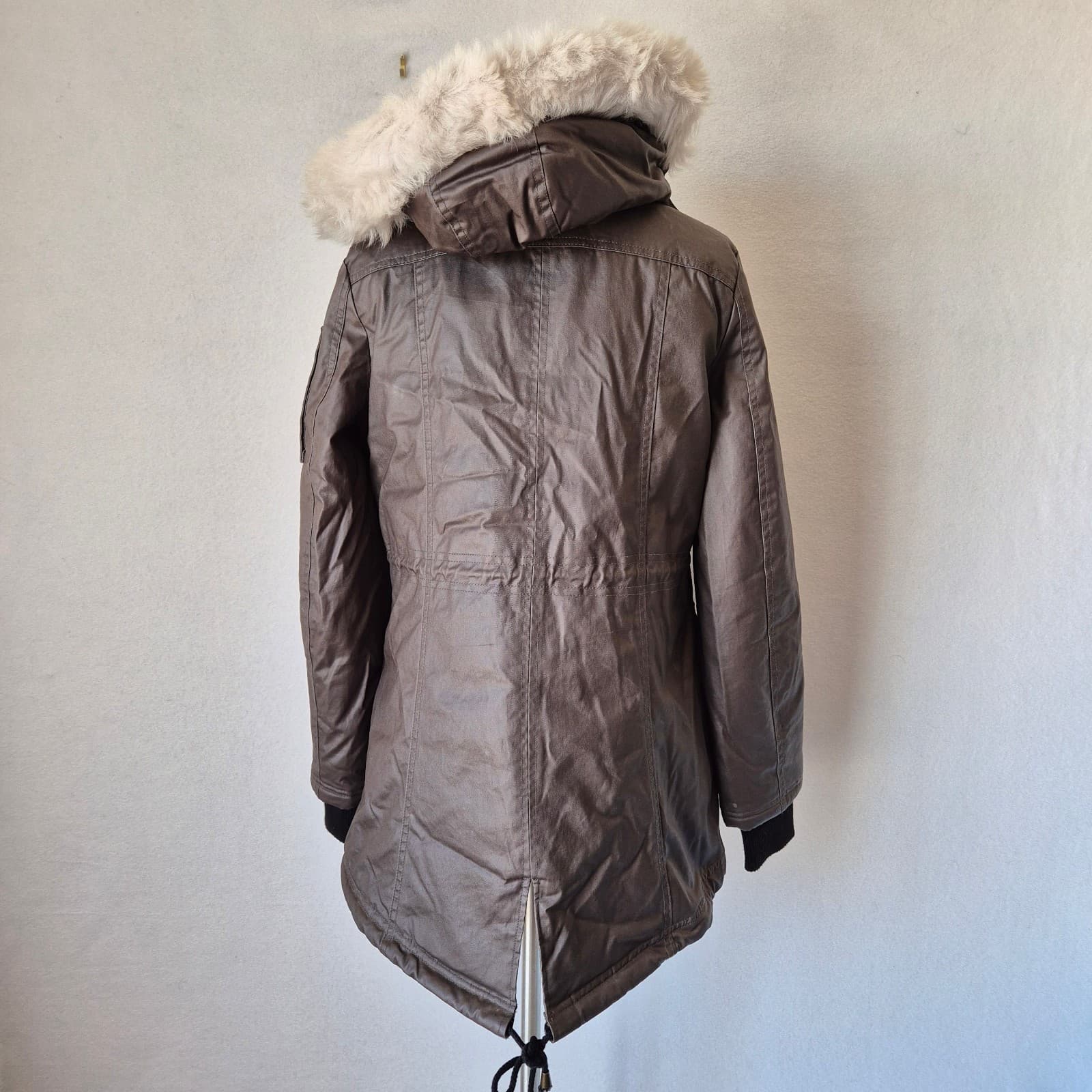 UGG Down Removeable Lamb Fur Trim Hooded Parka Winter Coat Jacket Brown Womens S - Thumbnail 7