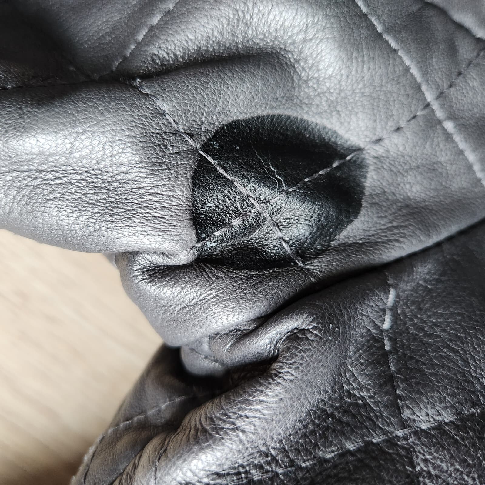 Vintage Diesel Lamb Leather Quilted Reversible Moto Bomber Jacket Black Size S - Thumbnail 19