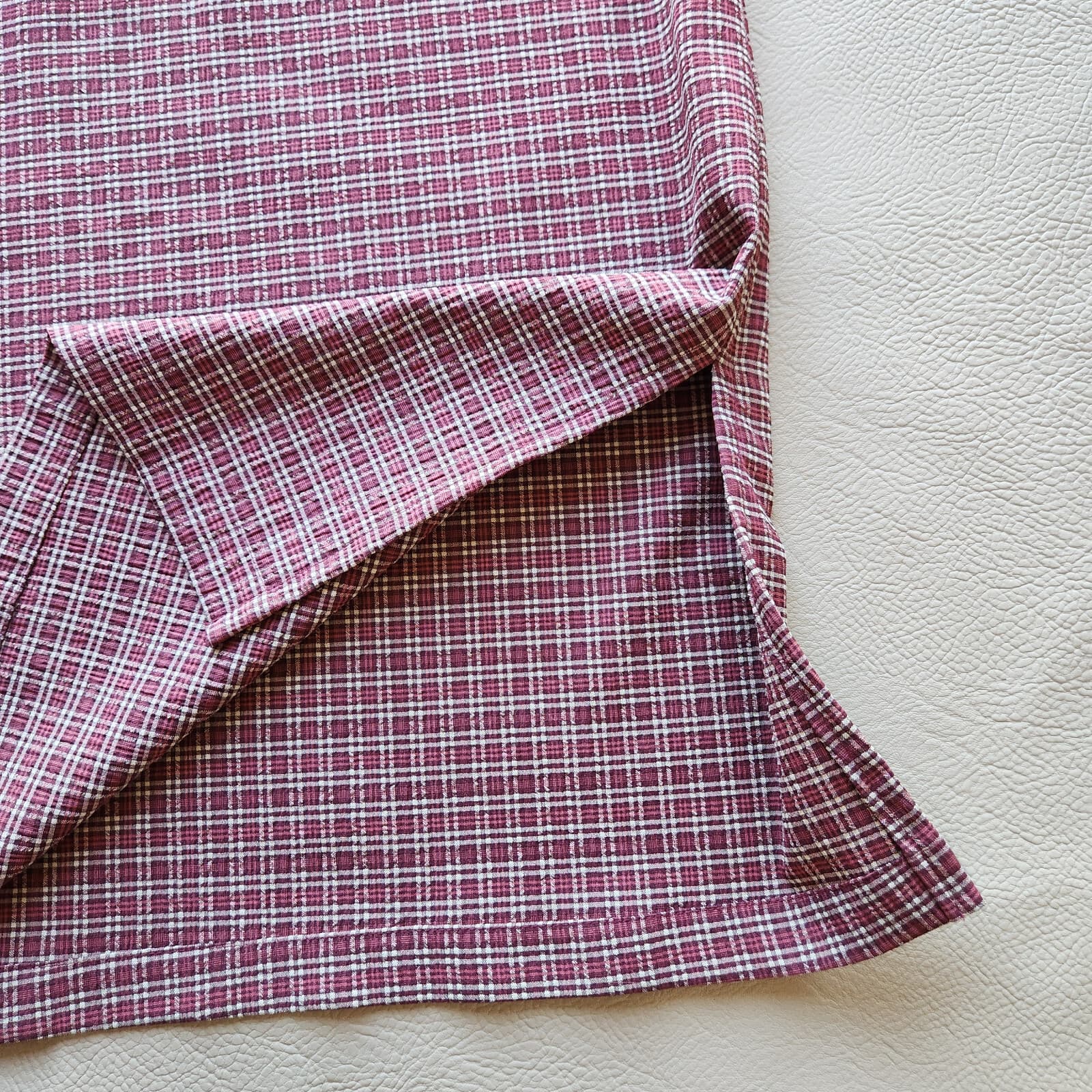 Vintage Talbots USA Crinkle Plaid Jumper Midi Dress Sleeveless Pocket Red Sz.P8 - Thumbnail 7