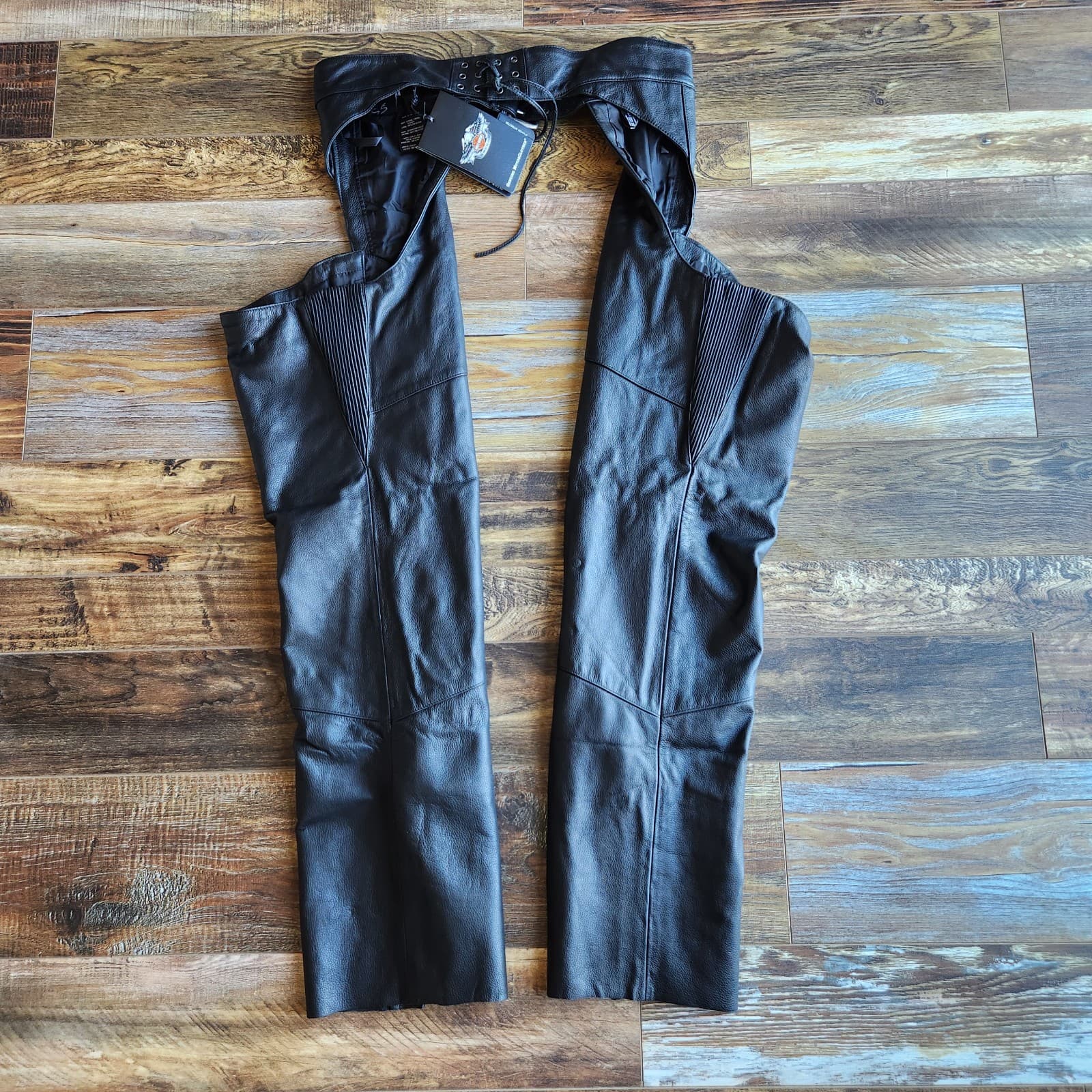NWT Harley-Davidson $325 Chap-Deluxe II Black Stretch Leather Motocycle Men's XL - Thumbnail 7