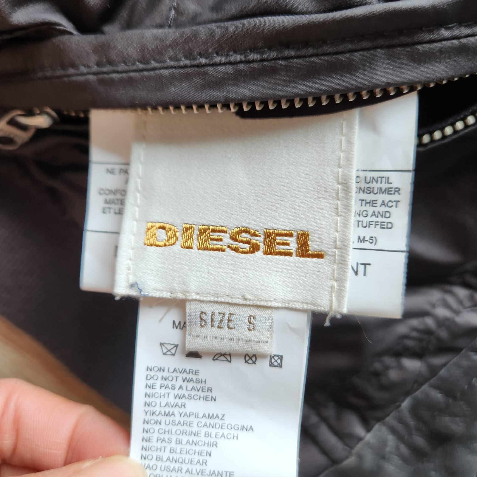 Vintage Diesel Lamb Leather Quilted Reversible Moto Bomber Jacket Black Size S - Thumbnail 13