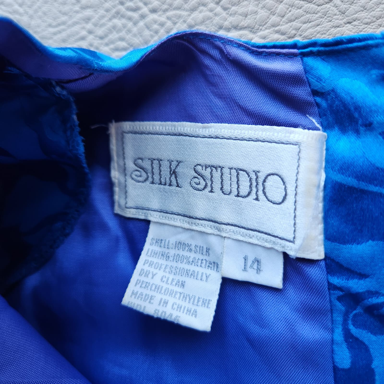 Vintage Silk Studio Cocktail Party Drop Waist Midi Dress Long Sleeve Blue Sz.14 - Thumbnail 8
