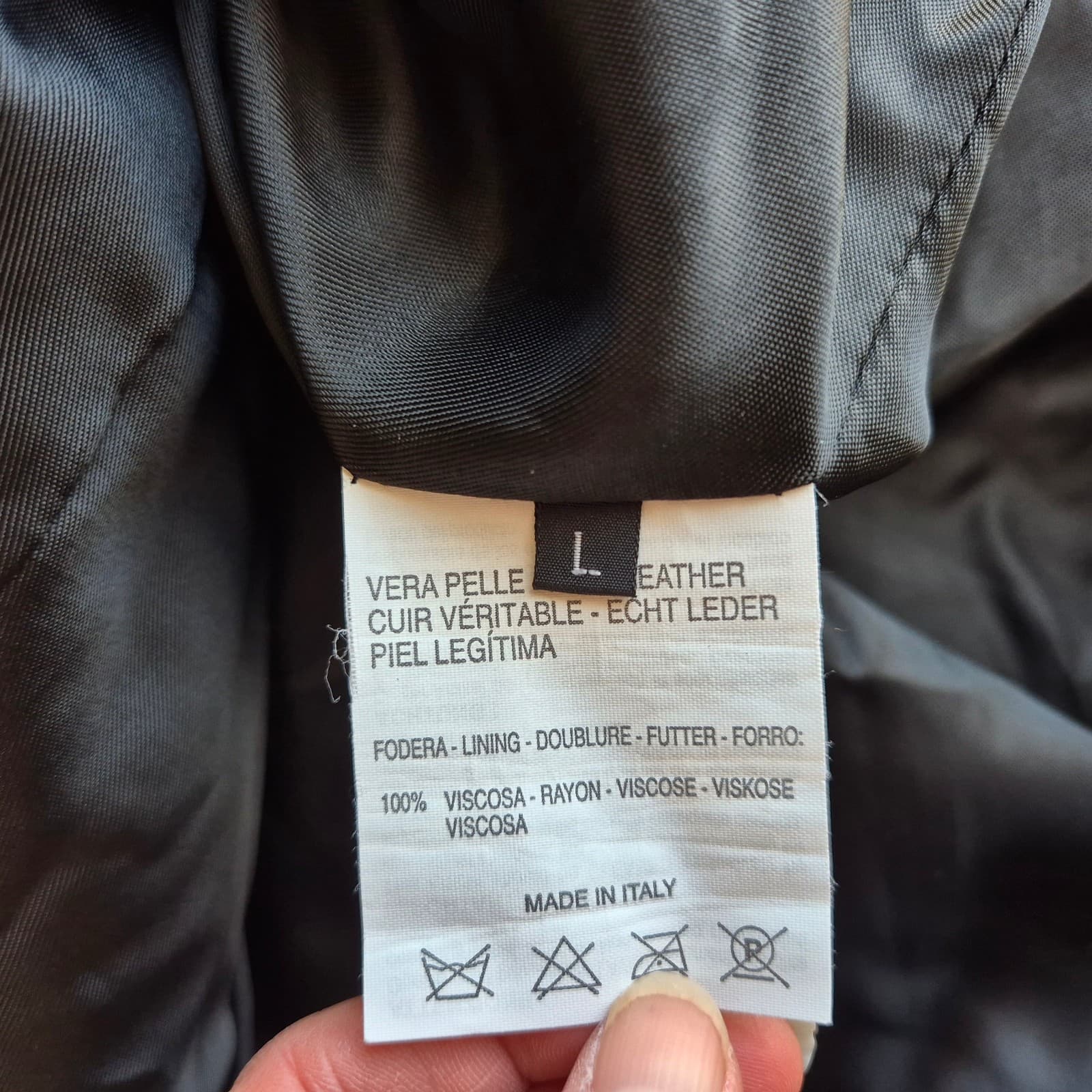 ecco Made in Italy Black Pebble Leather Blazer Jacket Pocket Lined Women's L - Thumbnail 7