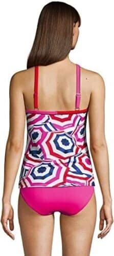 NWT Lands' End Piped Tankini Top UPF50 Bra-Pad Umbrella Multicolor Sz.8 $70 - Thumbnail 5