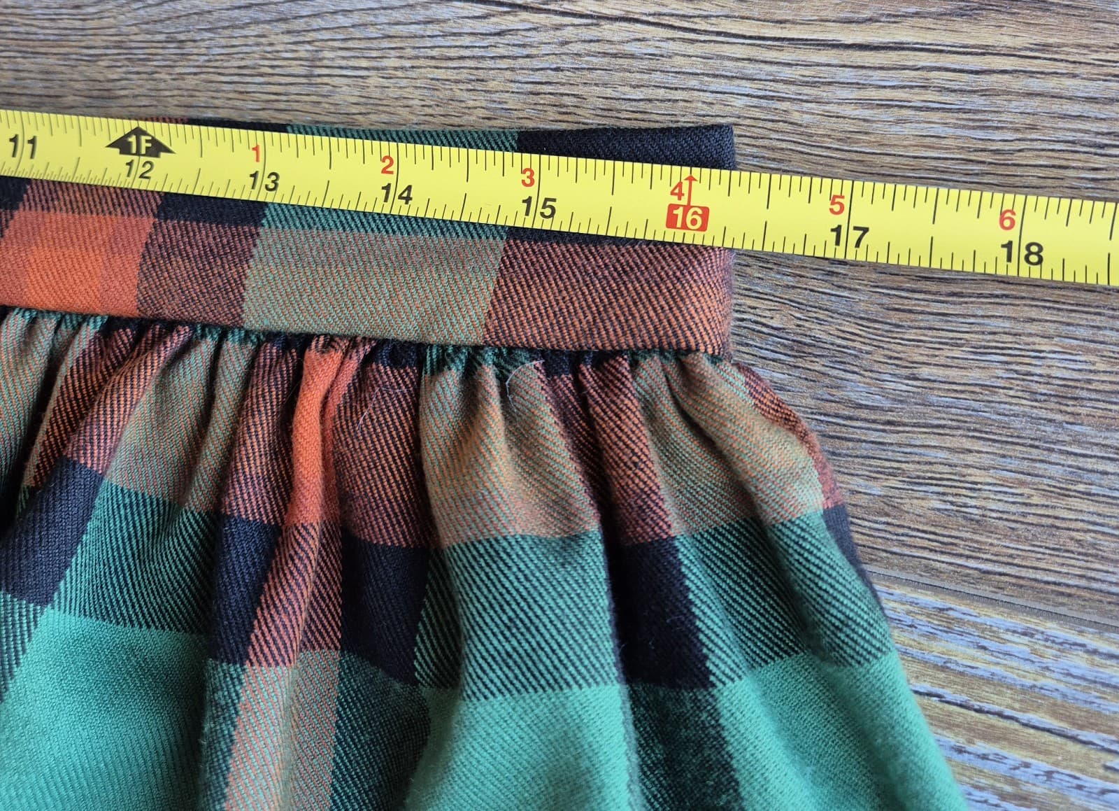 ModCloth x Collectif Jasmine Log Check Swing Skirt Pocket Zip Green Orange Sz.10 - Thumbnail 10
