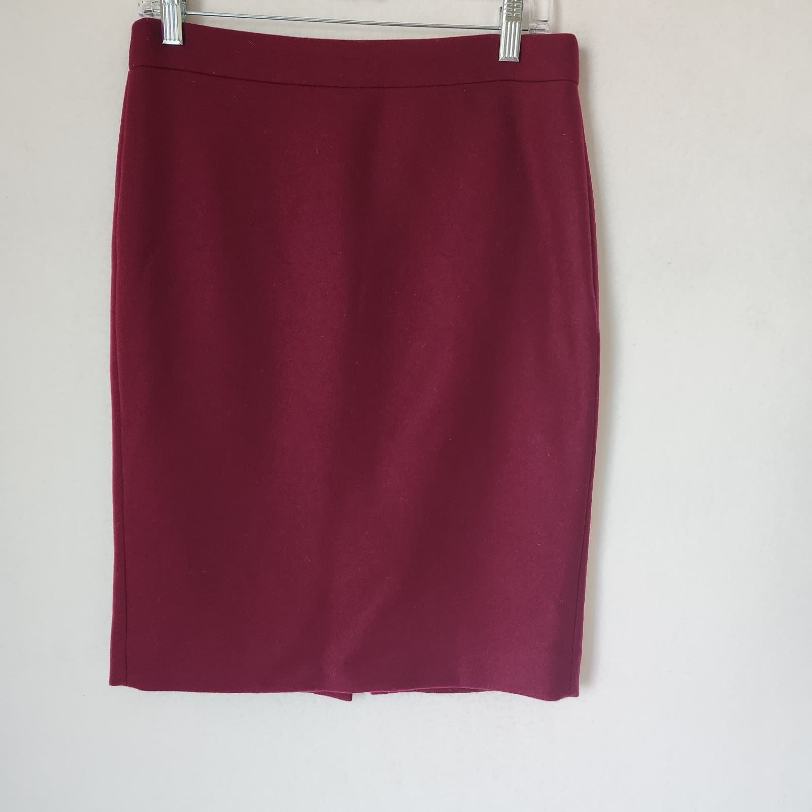 J. Crew 100% Double-Serge Wool No.2 Pencil Mini Skirt Lined Burgundy Sz.4 #02676 - Thumbnail 3