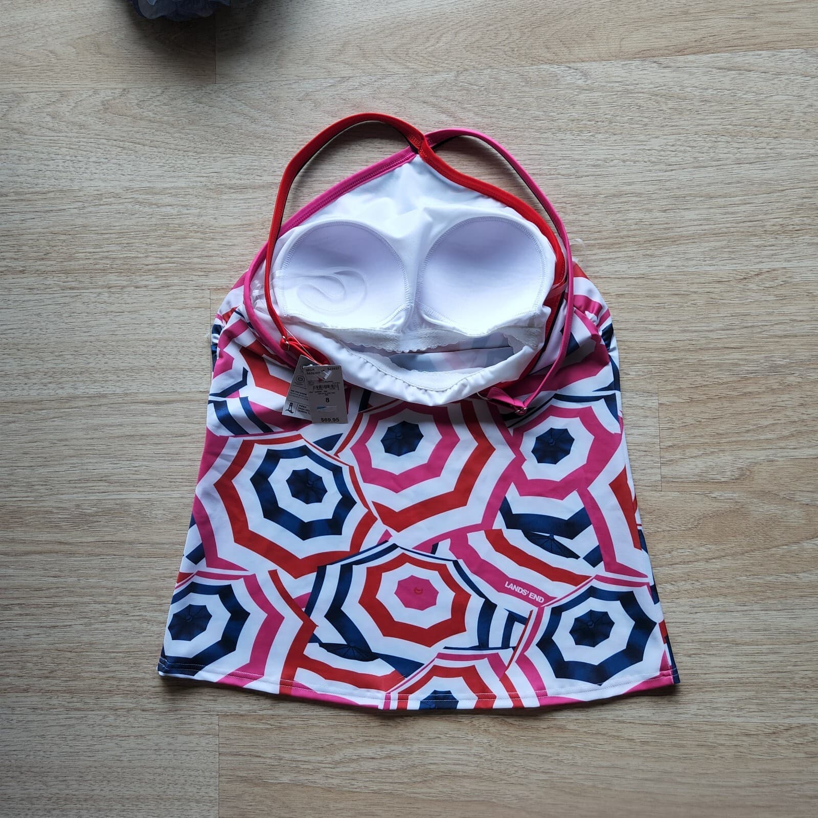 NWT Lands' End Piped Tankini Top UPF50 Bra-Pad Umbrella Multicolor Sz.8 $70 - Thumbnail 8