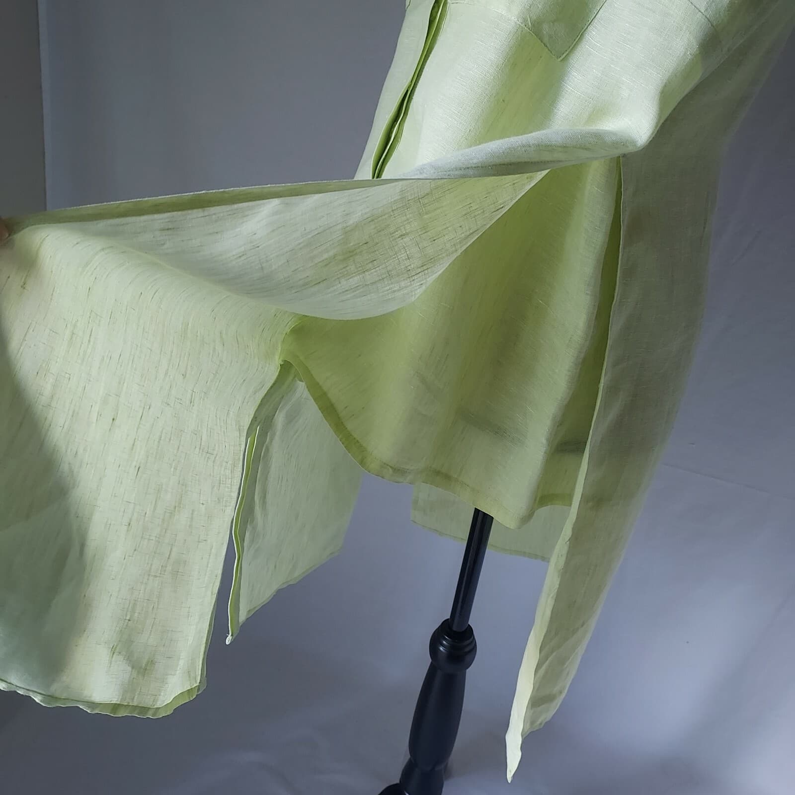 CHICO'S Linen Layer Tunic Top Sleeveless Button-Down Pocket Green Women Sz.1 - Thumbnail 6