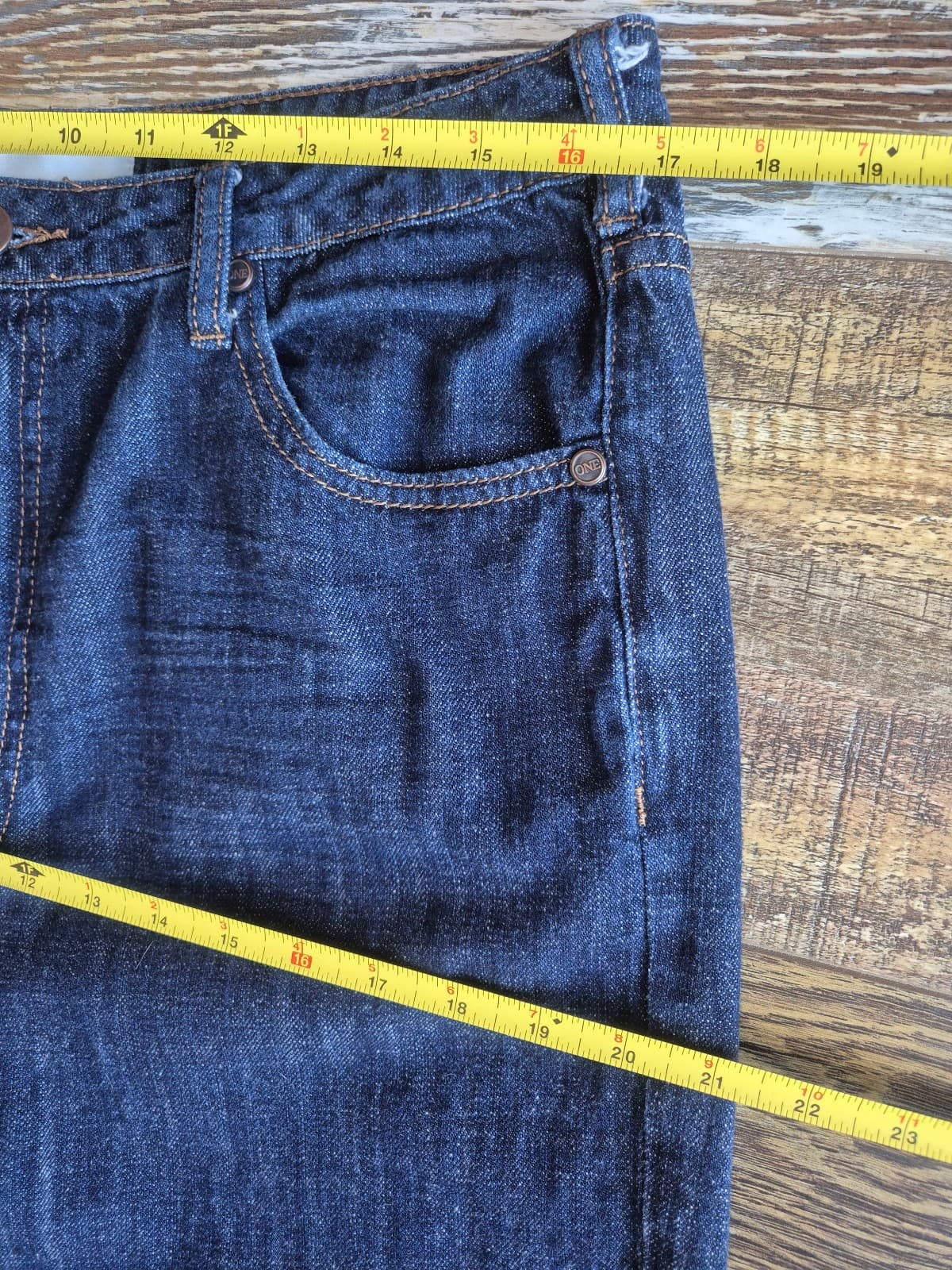 One Teaspoon Organic Denim High Rise Cropped Jeans Frayed Hem Dark Wash Women 29 - Thumbnail 11