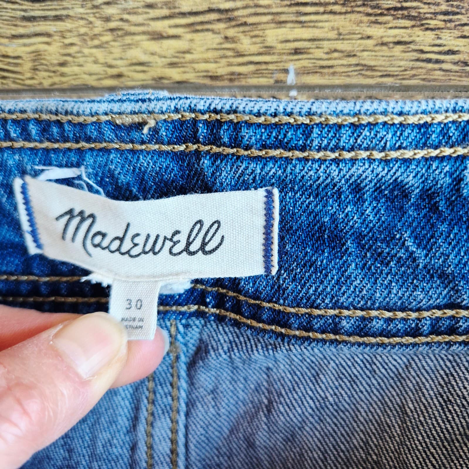 Madewell Denim Button-Front Midi Skirt Pocket Cotton Blend Blue Women's 30 NT750 - Thumbnail 9