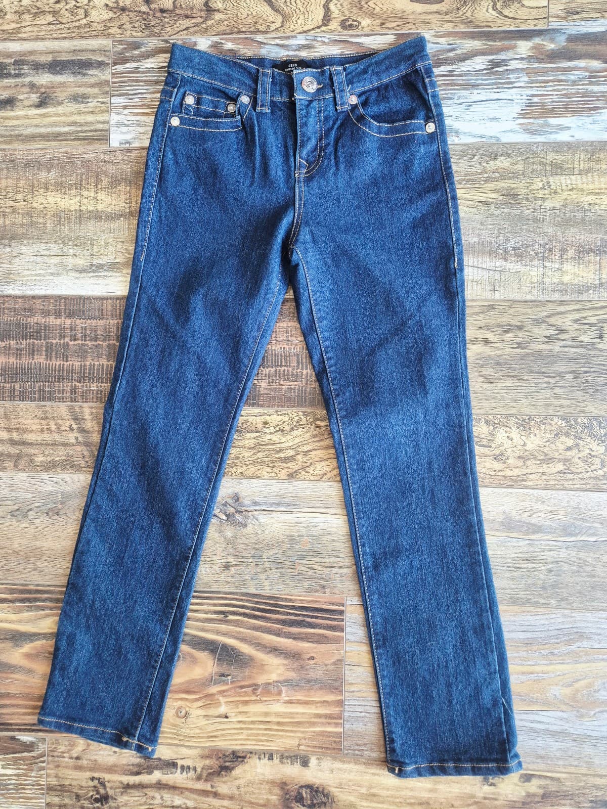 True Religion Girl's 10 Geno Relaxed Slim Jeans Zip 5-Pocket Stretch Dark Blue - Thumbnail 3